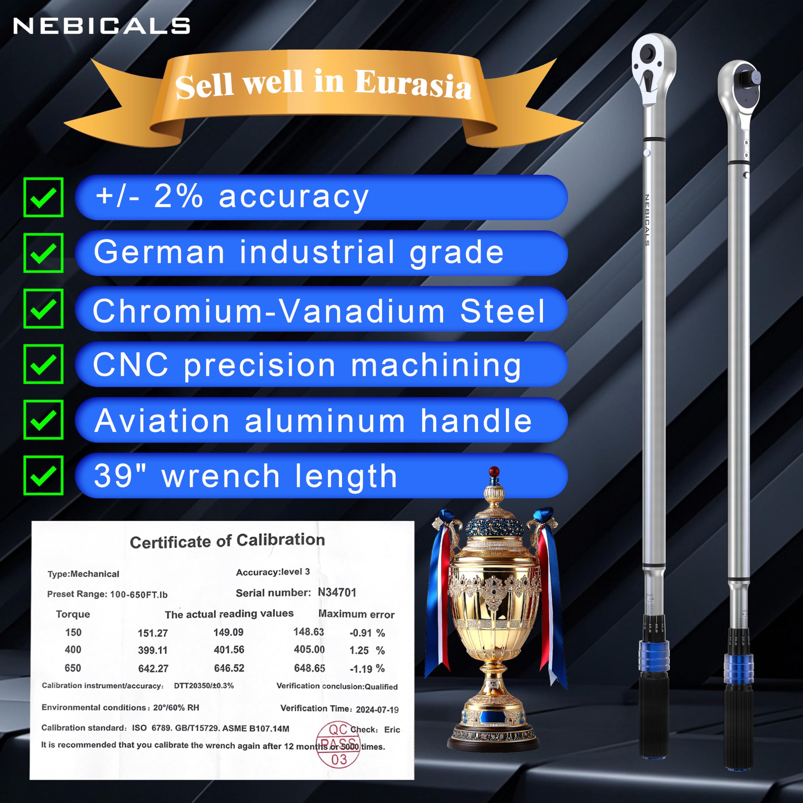 Snapklik.com : NEBICALS 3/4 Inch Drive 48 Tooth 100-650 Ft Lb/135-880NM ...