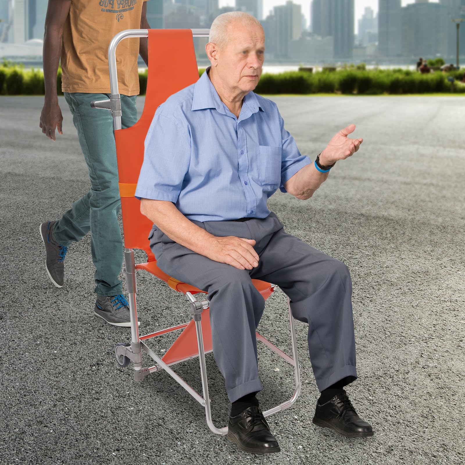 Folding Stair Chair with 2 Wheels, Multifunctional Emergency Rescue Stair Stretcher Chair, Aluminum Chair Stretcher, Ambulance Stretcher, Ambulance Firefighter Evacuation for Hospitals, Firefighters