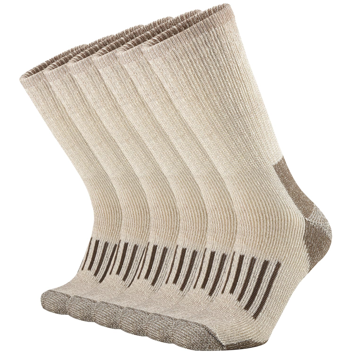 SOX TOWN Men's Merino Wool Cushion Crew Socks Moisture Wicking Control for Outdoor Hiking Work Boot Thermal Warm All Seasons