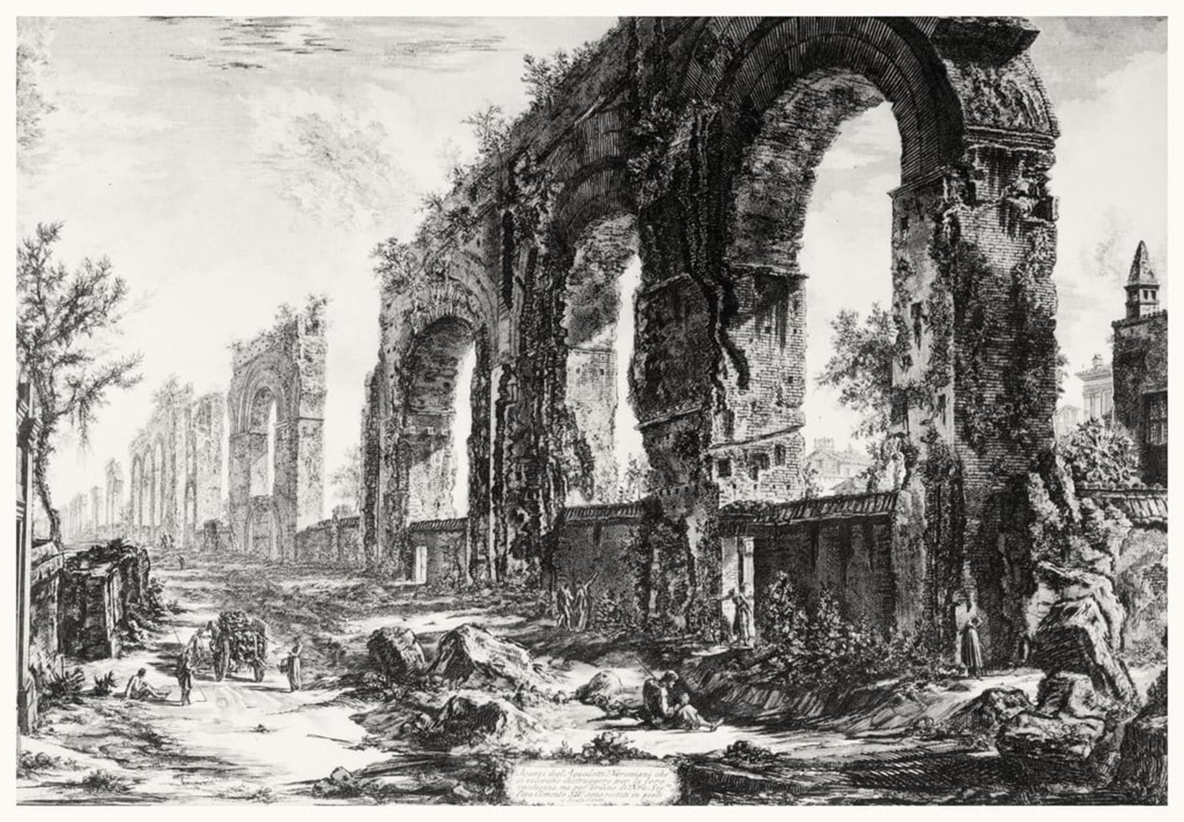 SERENDIPITP Abstract Painting Mural Print Picture Wall Decor Painting View of the Aqueduct of Nero From the 'views of Series by Battista Piranesi Vintage Wall Artwork for Home Decor 60x90cm