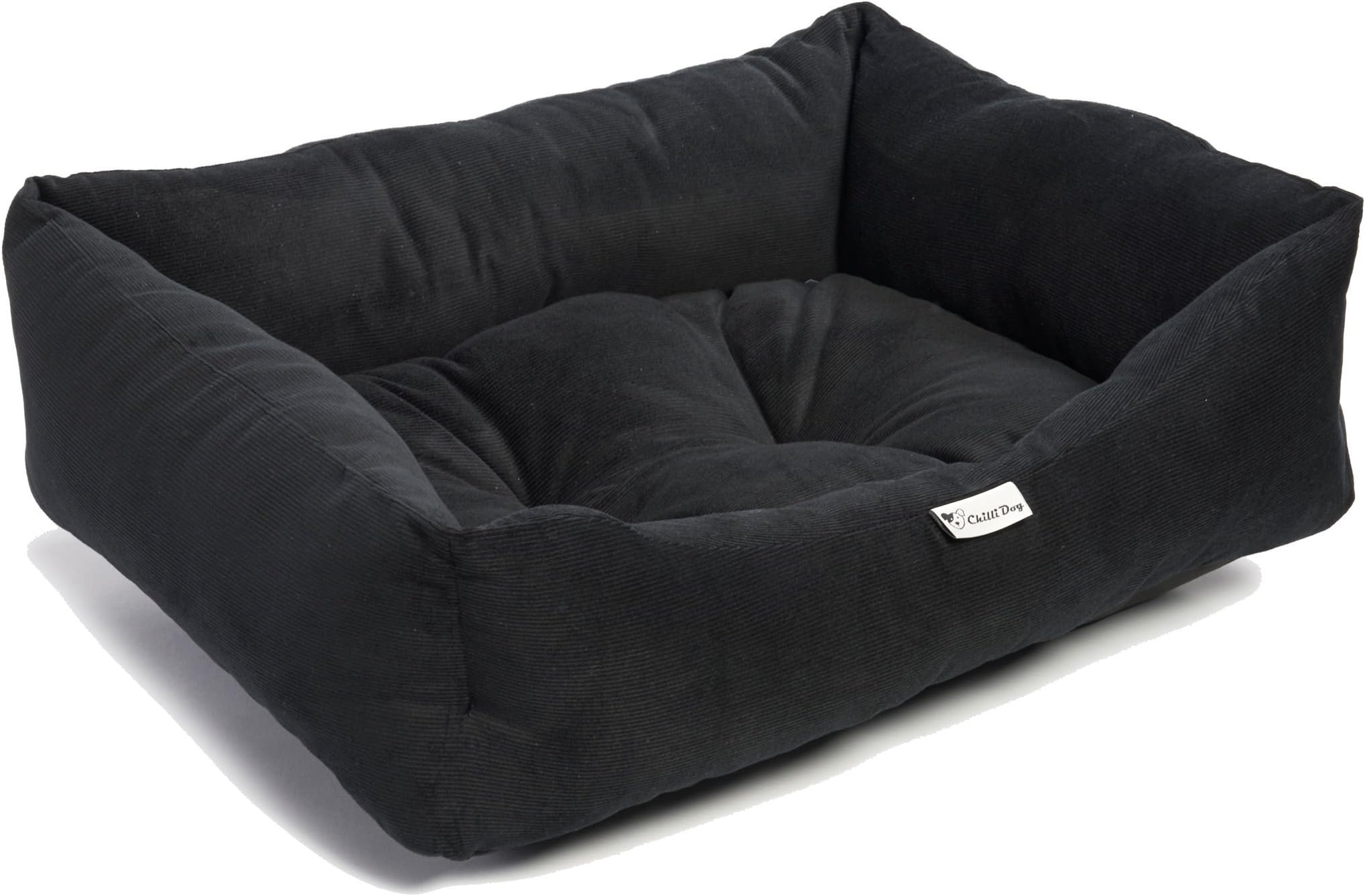 Chilli Dog Cotton Cord Sofa Dog Bed (Medium, Black)
