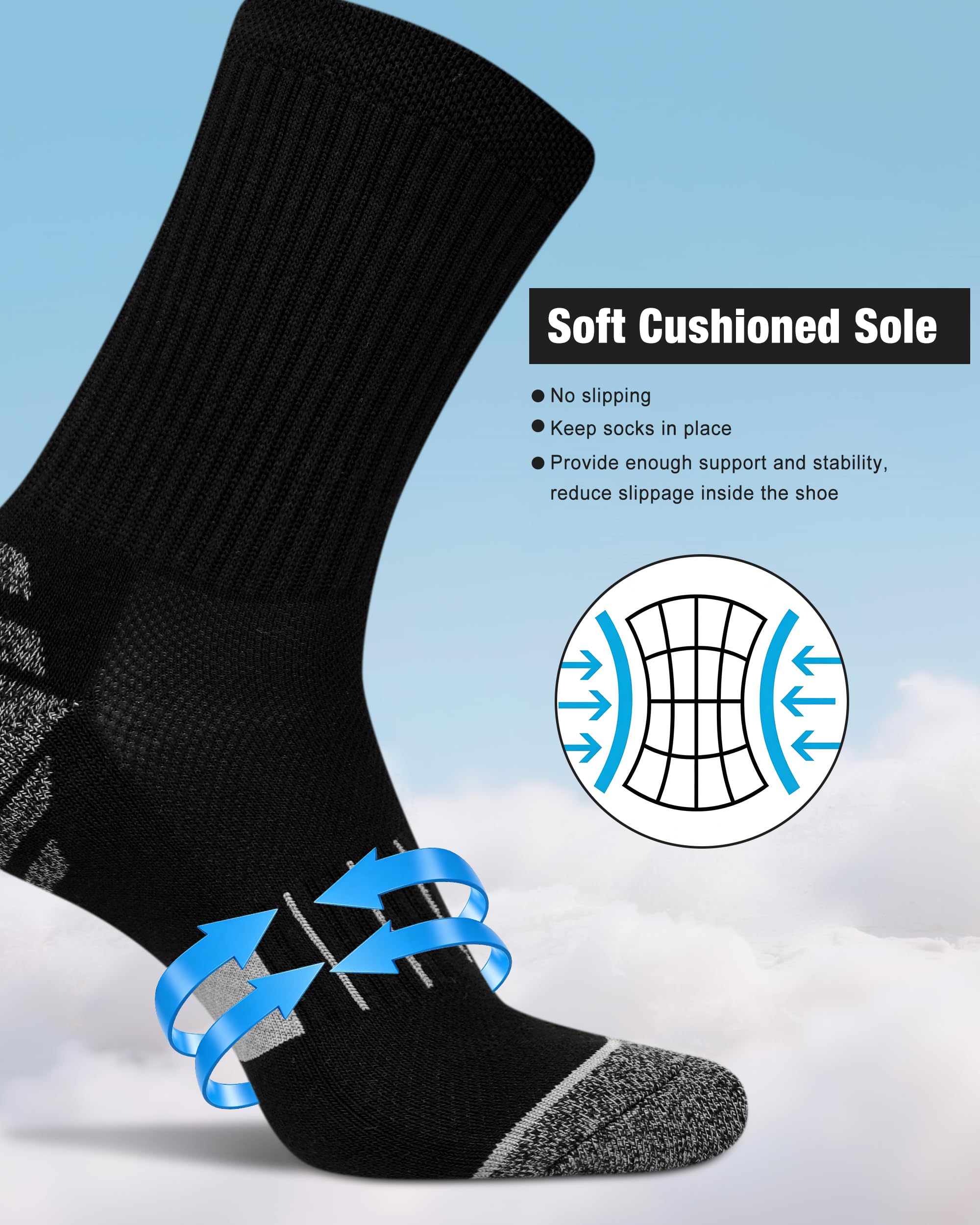 Amutost Crew Socks - Calcetines acolchados para mujer, 5 pares