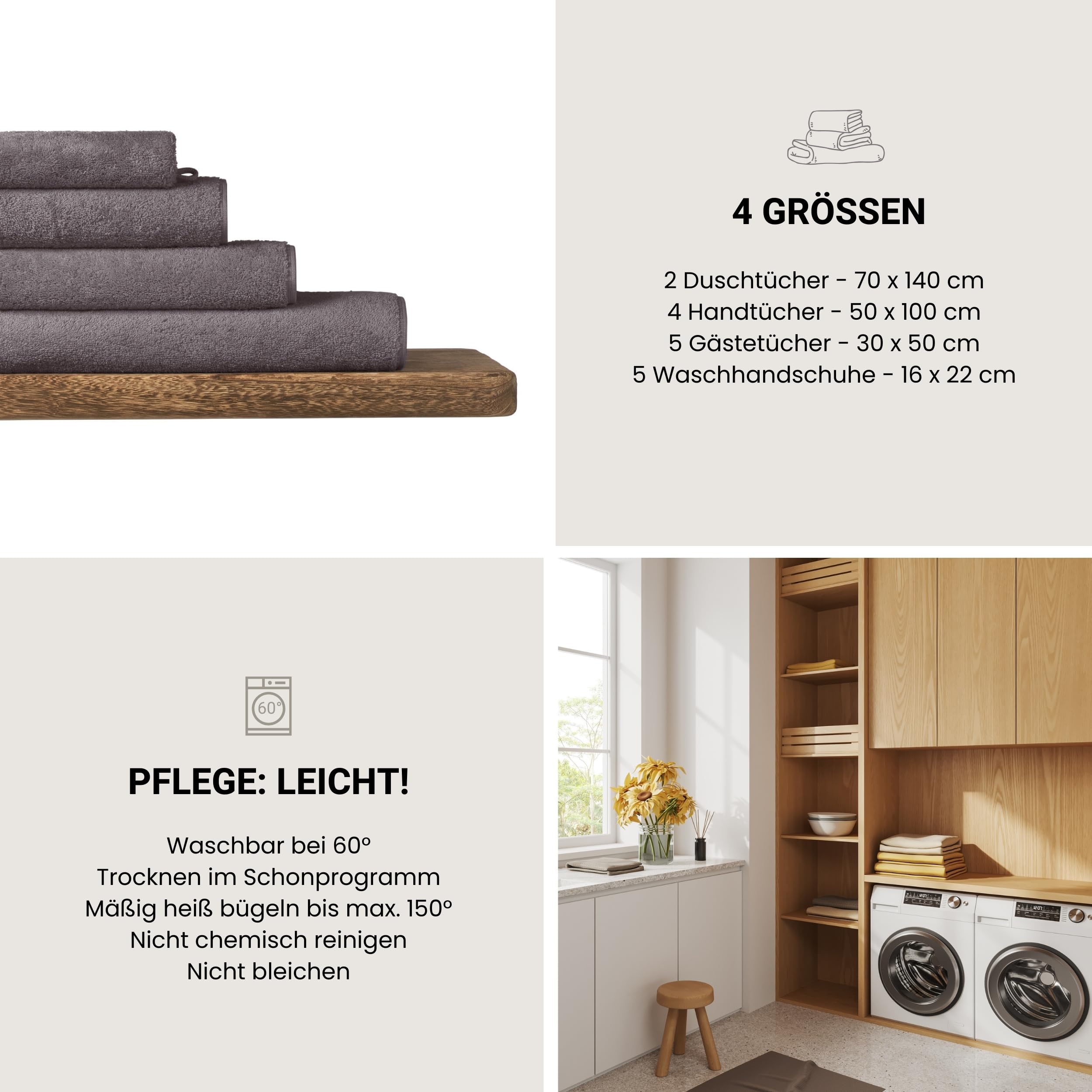 Schiesser Duschtuchset Milano - 2-teilig - 70 x 140 cm - Dunkelgrau