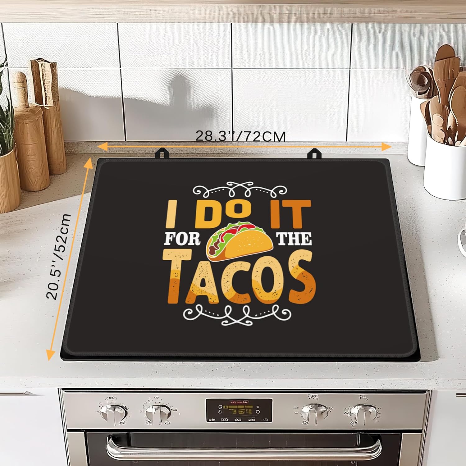 Electric Stove Top Cover Protector – I Do IT Tacos Glass Flat Top Stove Mat Oven Induction Cooktop Mat for Ceramic Countertop Mats Heat-Resistant Dish Drying Mat