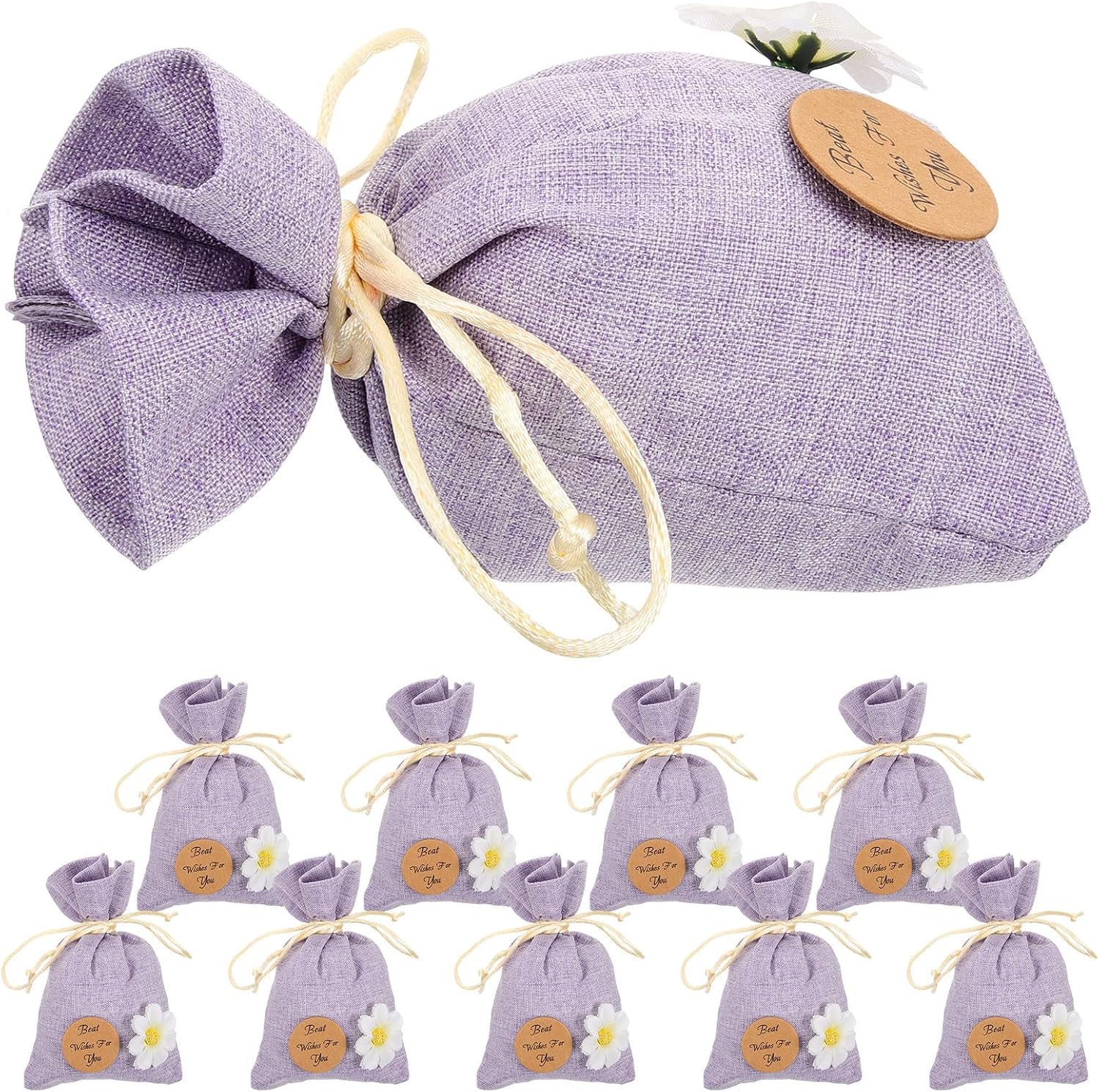 Lavender Dried Empty 10pcs Drawstring Bags Pouches Sachet Linen for Storage, Wear Resistant Small Fragrance and Decorative Use Flowers Keys Home