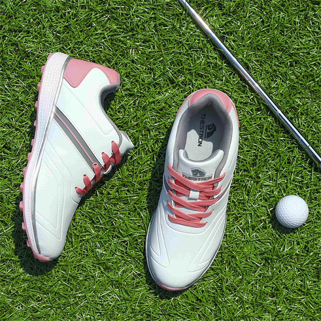 Zapatos De Golf Resistentes Al Agua para Mujer, Calzado De Golf Sin Clavos Al Aire Libre Comodidad Zapatillas De Cuero para Caminar