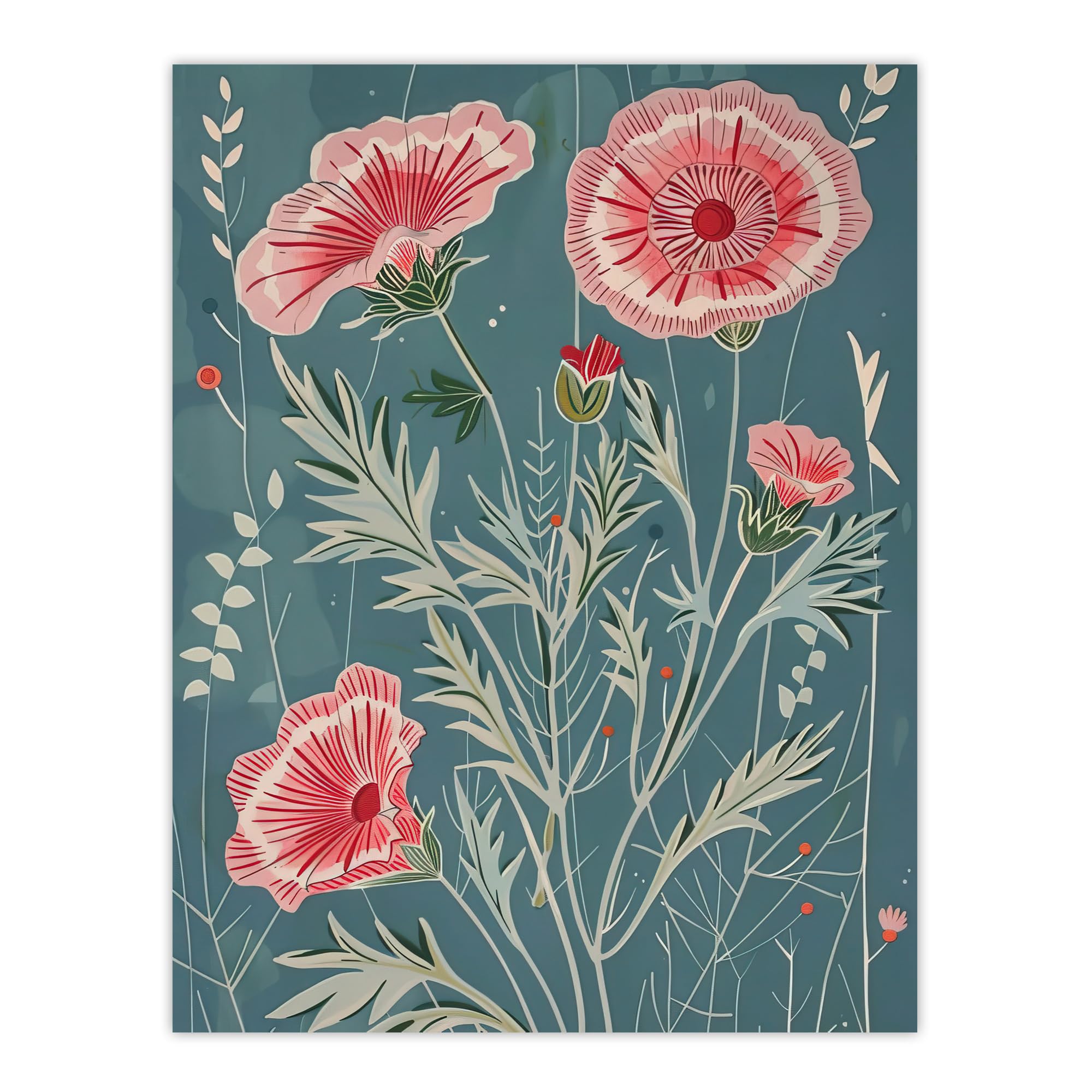 Artery8 Blooming Pink Carnation Flowers Artwork Spring Living Room Large Wall Art Poster Print Thick Paper 18X24 Inch