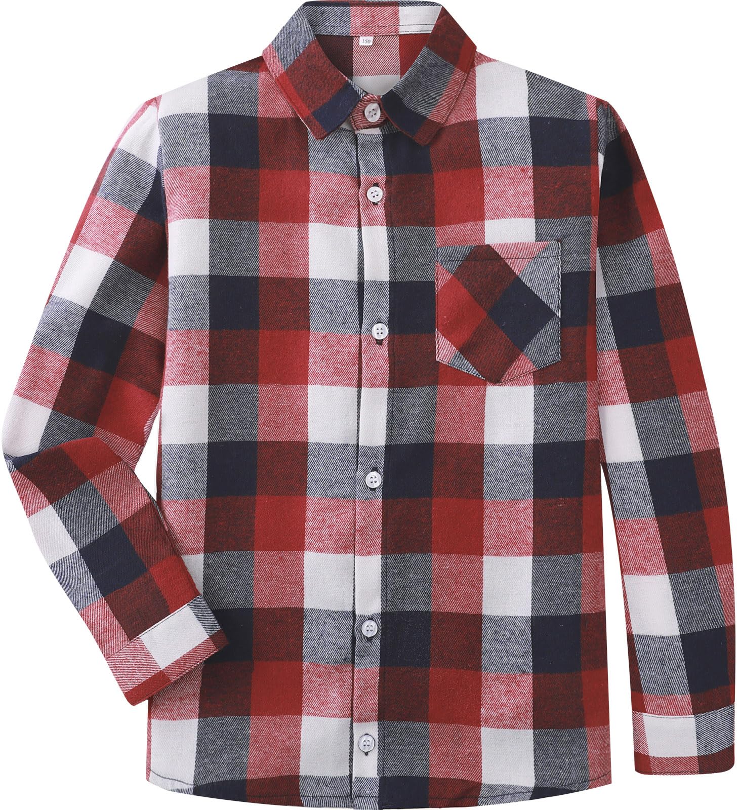 mintgreen Chemise a Carreaux Enfant, Hauts Décontractés en Coton, 6-14 Ans | Chemise décontractée à manches longues et boutons pour enfant, coupe classique