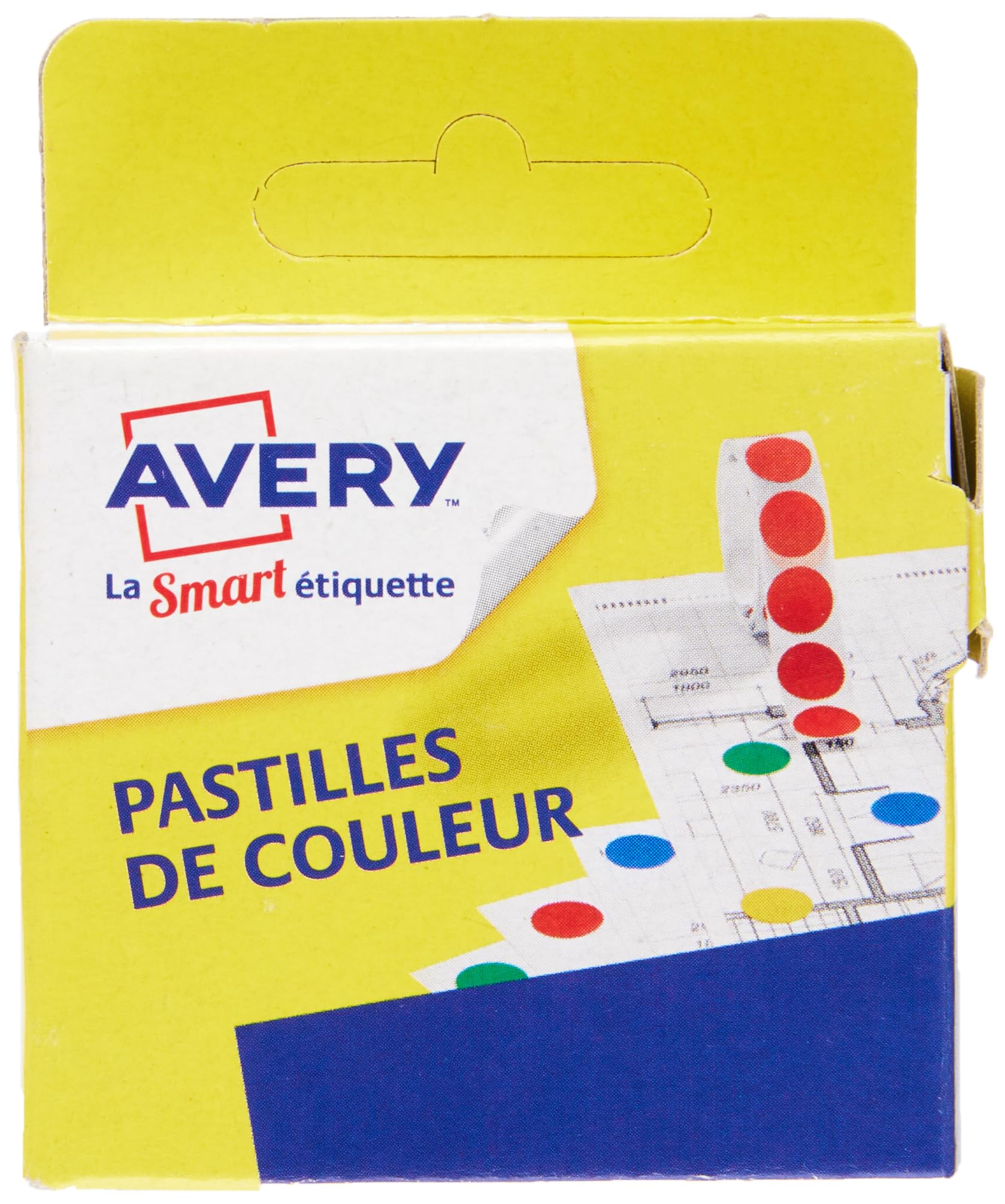 AVERY Box of 150 Yellow Adhesive Dots, Diameter 15 mm