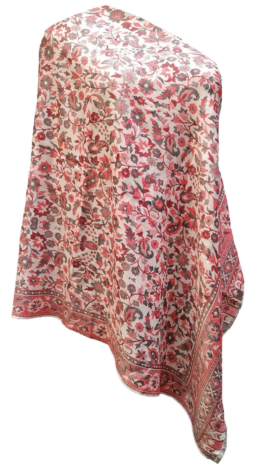 soul essence Women's Pashmina Wool Kani Weave Shawl (vch9835, White, Free Size)-picture-40