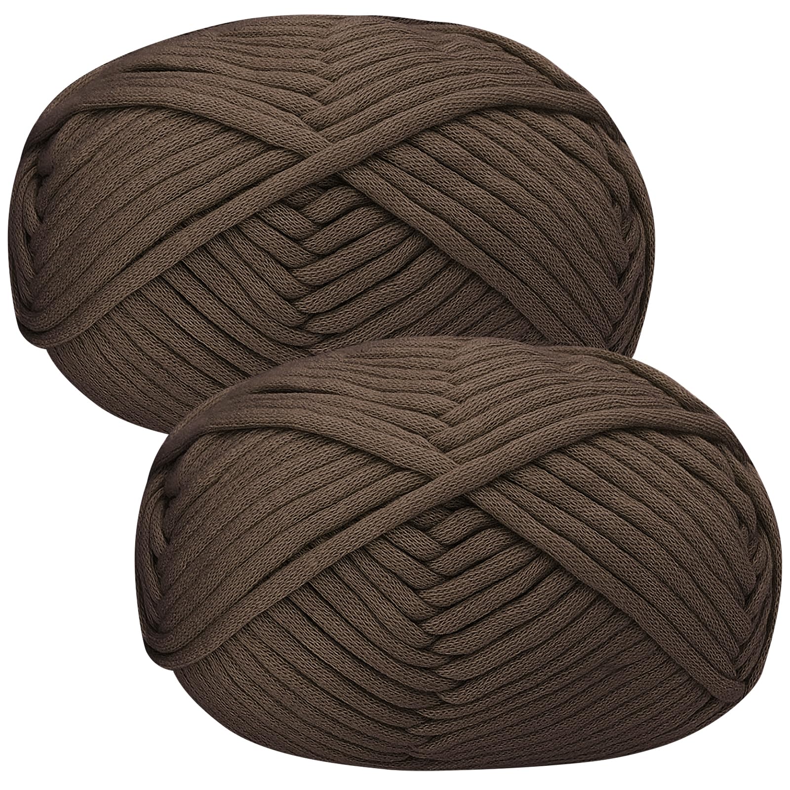 Renyiz Chunky Cotton Blend Yarn for Crochet, 2x50g, Beginner Amigurumi Yarn, Easy Crochet Starter Kit, Brown