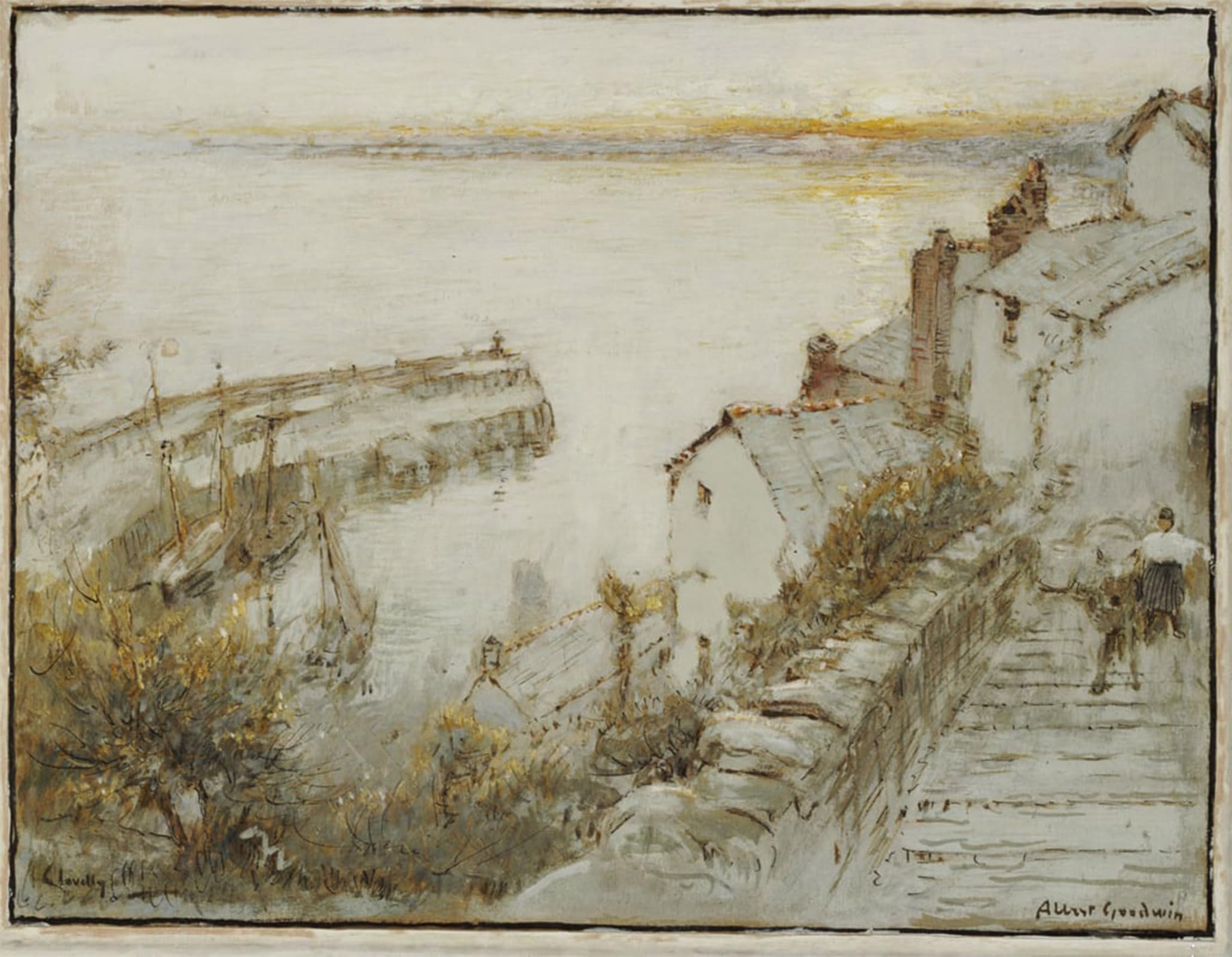 SERENDIPITP Vintage Picture Print on Canvas Wall Art Poster Clovelly by Albert Goodwin Artwork Print Poster for Wall Decor 60x90cm