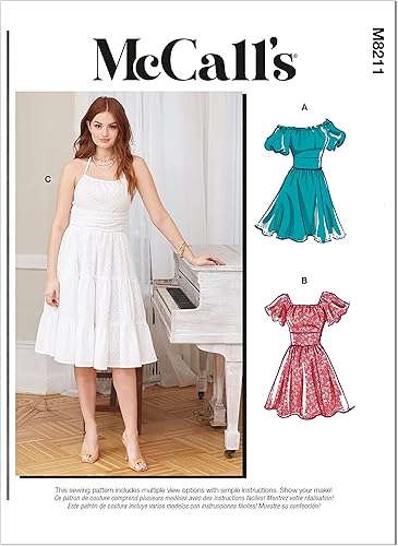 McCall's Misses' - Kit de patrón de costura para vestido ajustado y acampanado, código M8211, tallas 8-10-12-14-16, multicolor