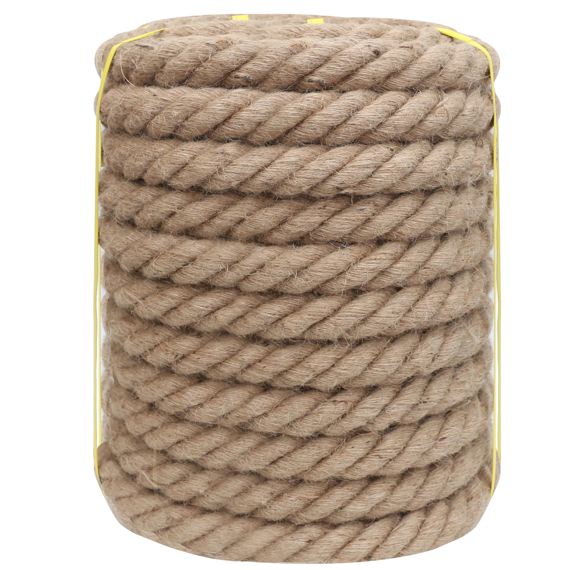 Cuerda de yute de 1 1/2 pulgadas x 100 pies, cuerda de cáñamo natural, cuerda gruesa, cuerda de columpio, cuerda resistente disponible como cuerda de tirón de guerra, cuerda náutica, cuerda de