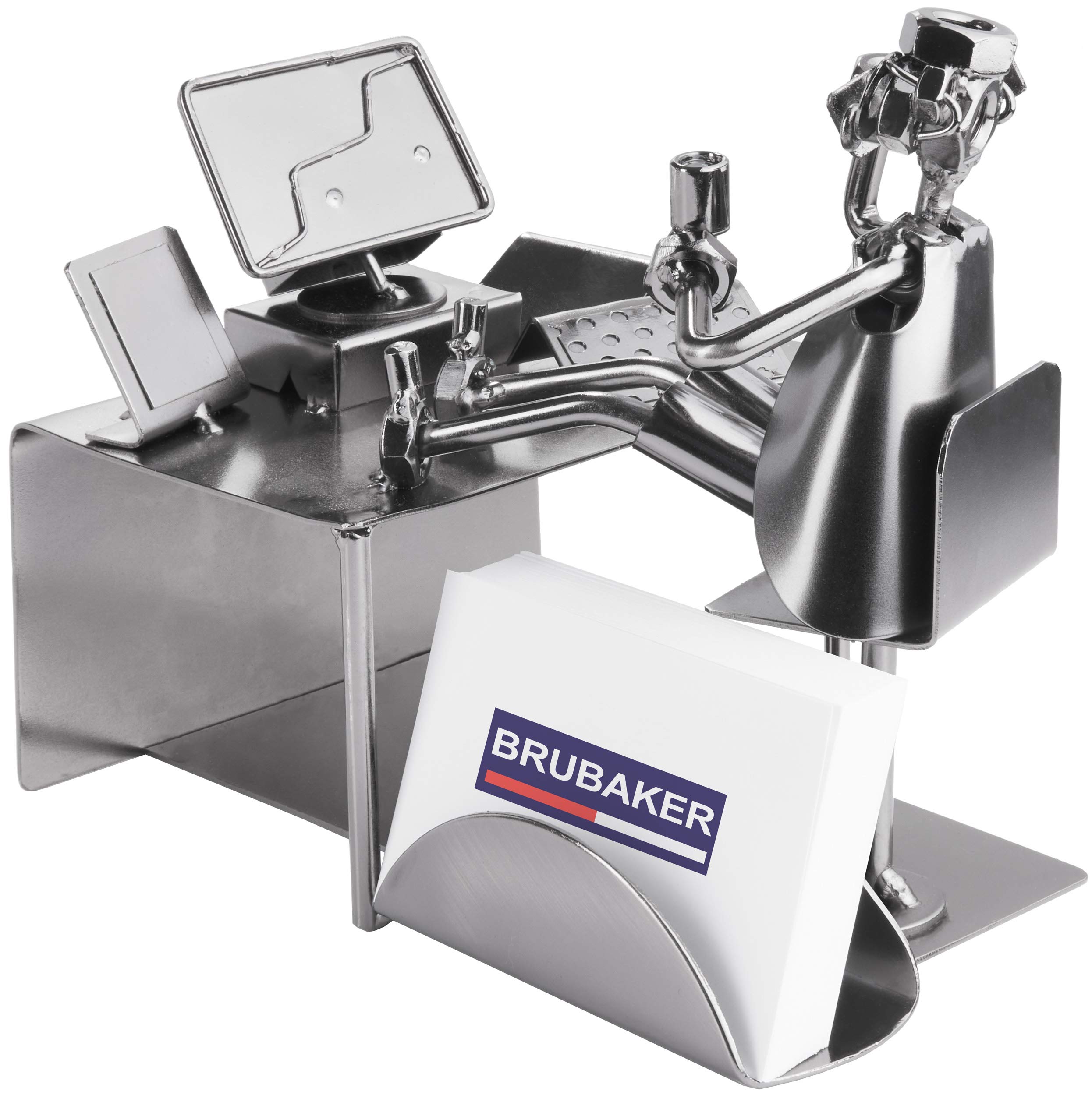 BRUBAKER Screw Man Pc Office Worker with Business Card Holder Steel Metal Figure
