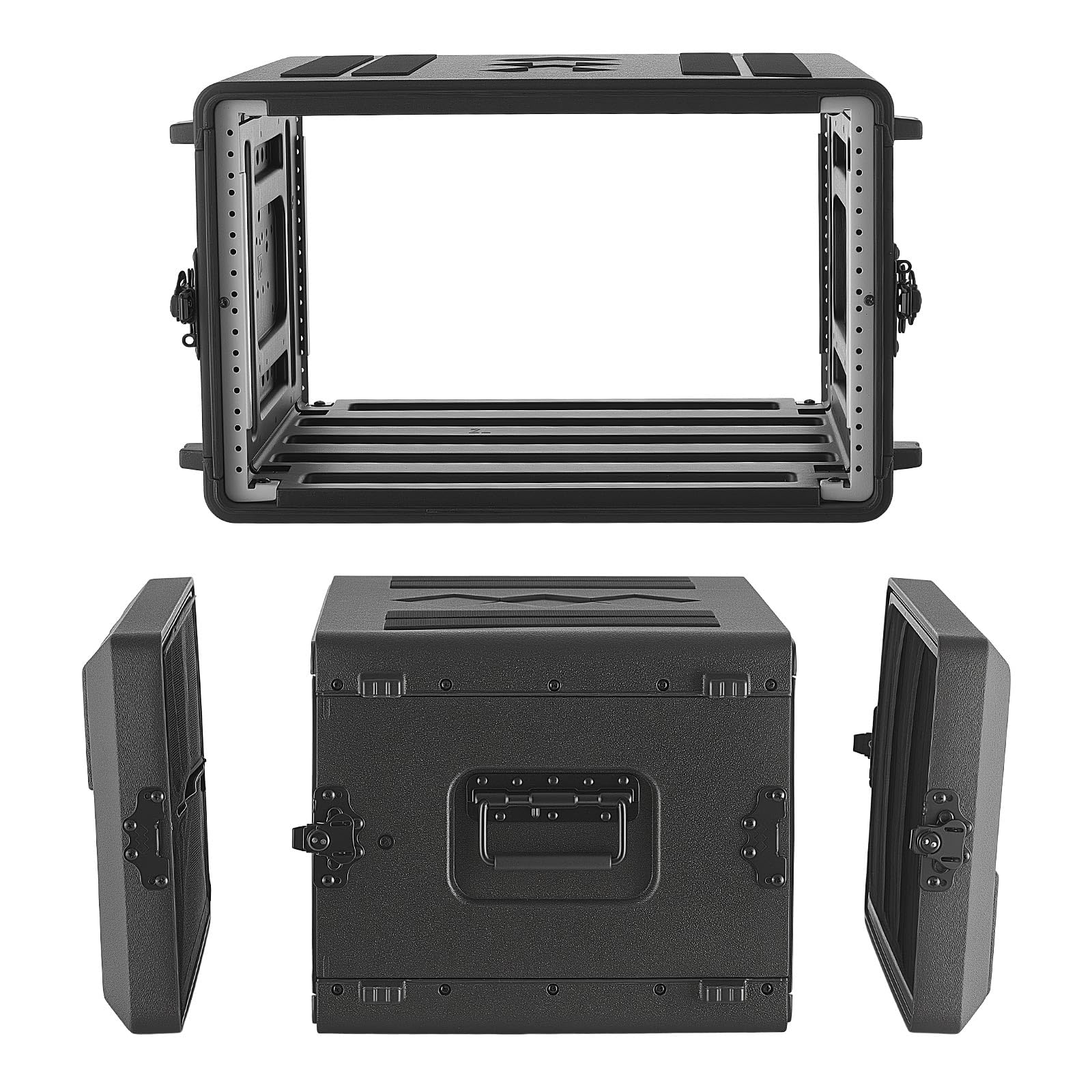 VEVOR Case Rack per Amplificatori, Rack di Rete per Apparecchiature Audio Mixer per DJ 6U Profondità 390 mm PE con Vano per Microfono, Maniglia per Trasporto, Valigia Rigida con Rack per Server