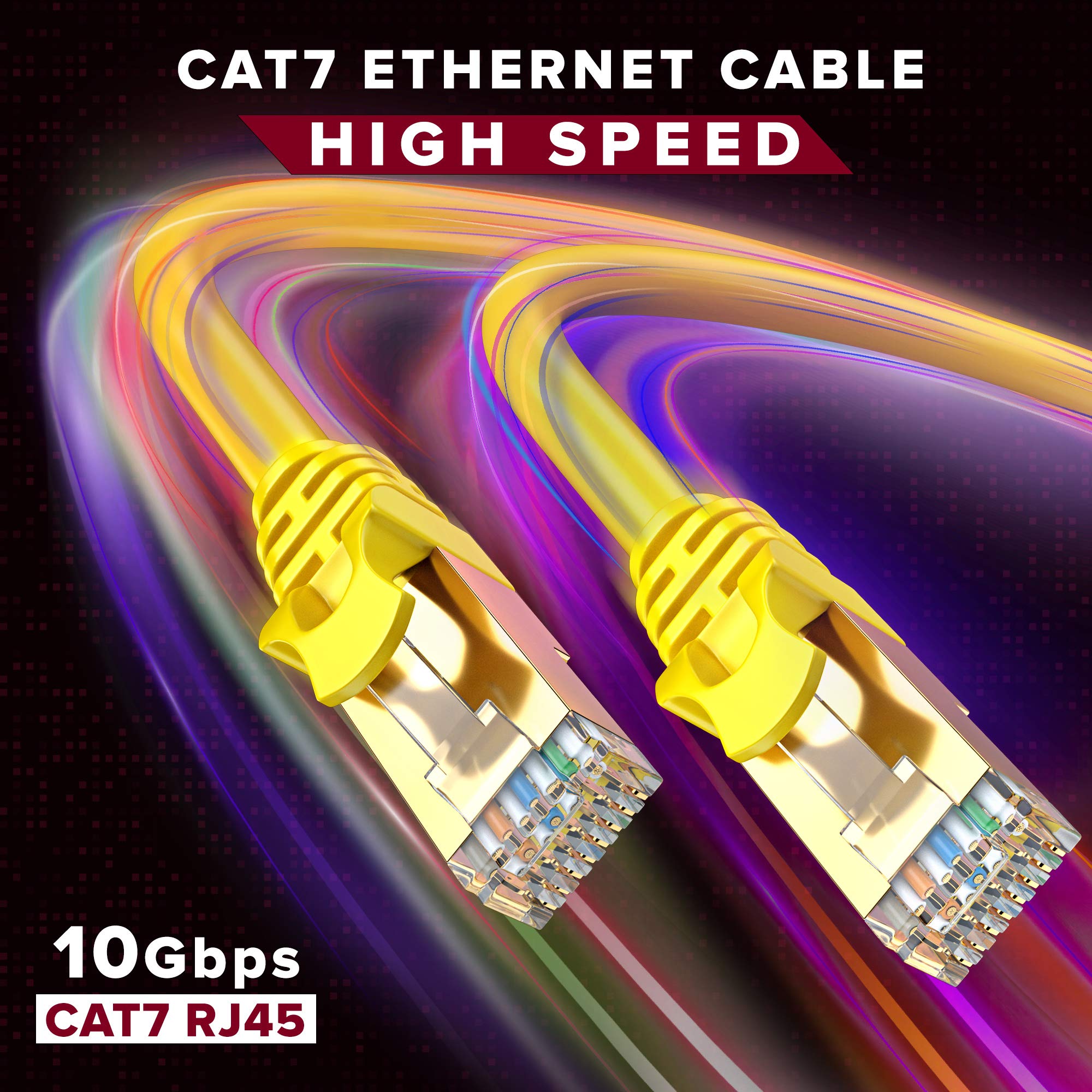 Cavo Ethernet Cat 7 da 30,5 m, cavo patch ad alta velocità Cat7 Internet e LAN di rete, connettori RJ45, perfetto per giochi, streaming e altro (giallo)