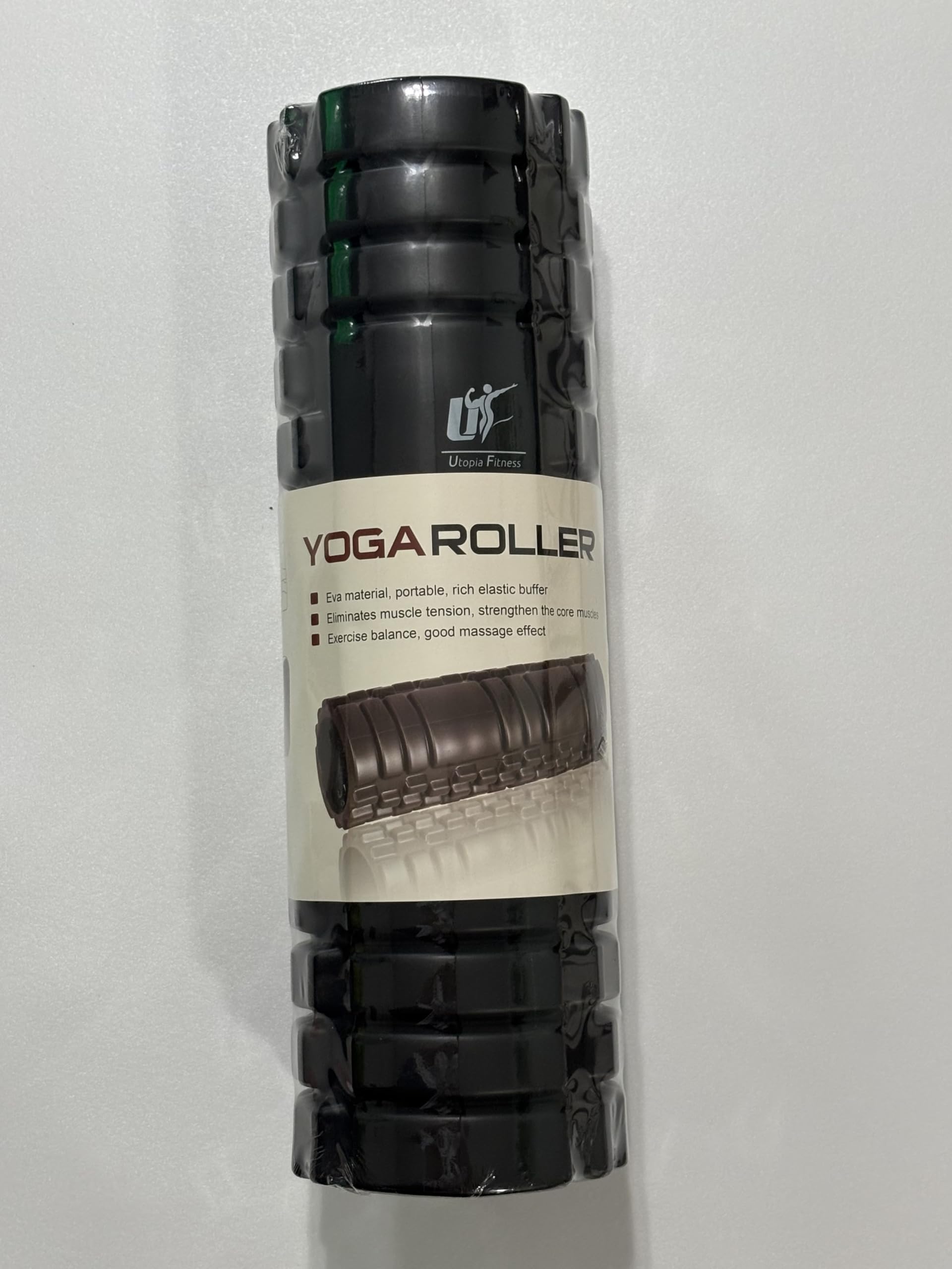 Professional Yoga Roller, Black EVA Foam, 18 Inch, Deep Tissue Massage and Recovery, for Core Strengthening, Balance Training, Physical Therapy