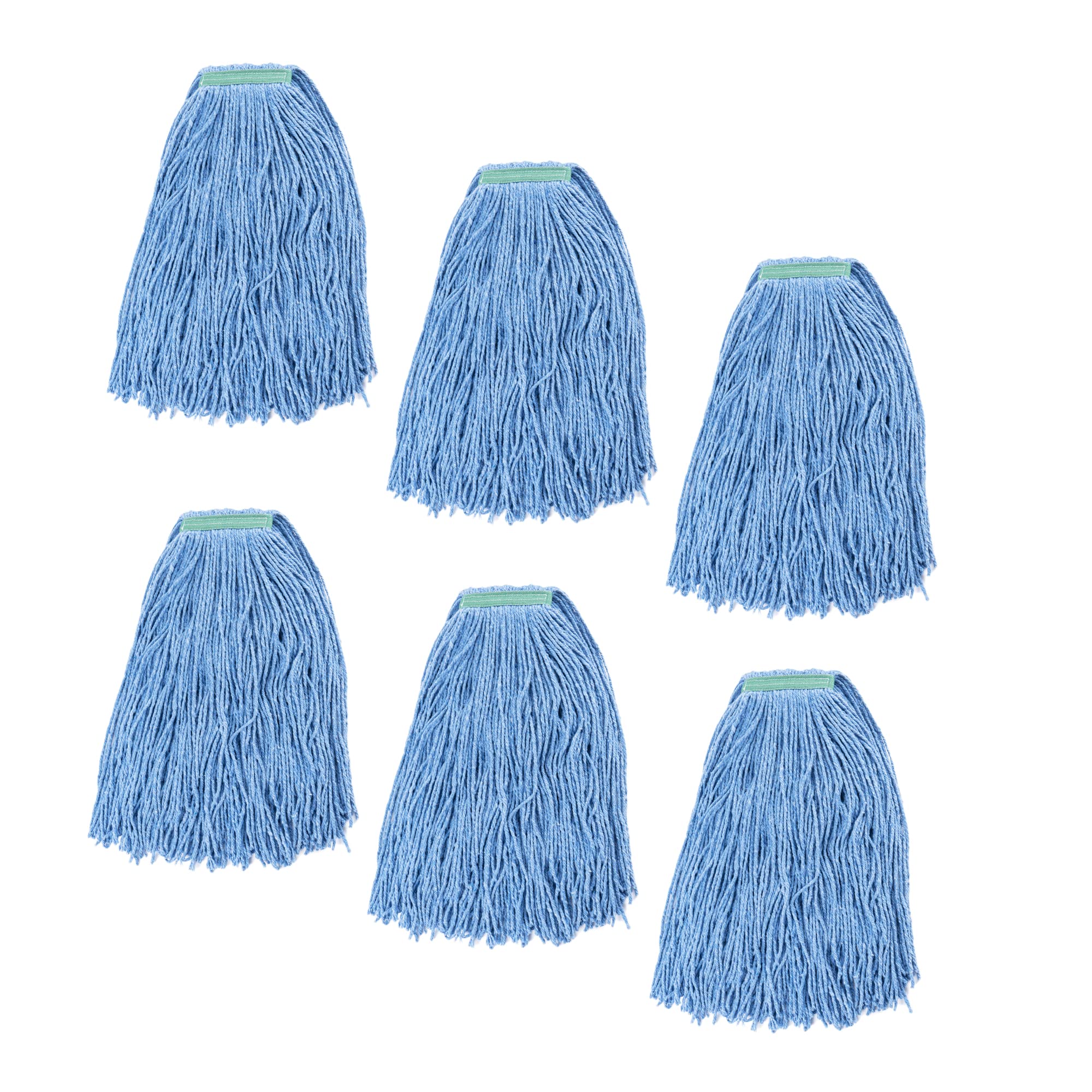 Matthew Cleaning 20oz 6Pack Cotton Floor Mop,Cotton Looped-Open String Heavy Duty String Refills, Universal Headband Blend,Mop Head Replacement for Home, Industrial and Commercial Use(Blue)