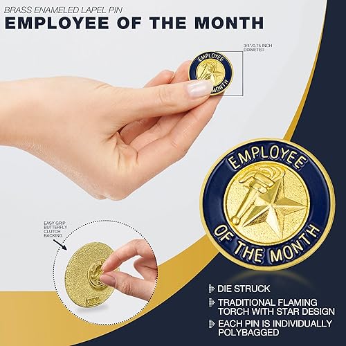 Miniatura 2 de SHOP AWARDS AND GIFTS Pin de solapa esmaltado con acabado dorado, regalos de reconocimiento de agradecimiento al personal