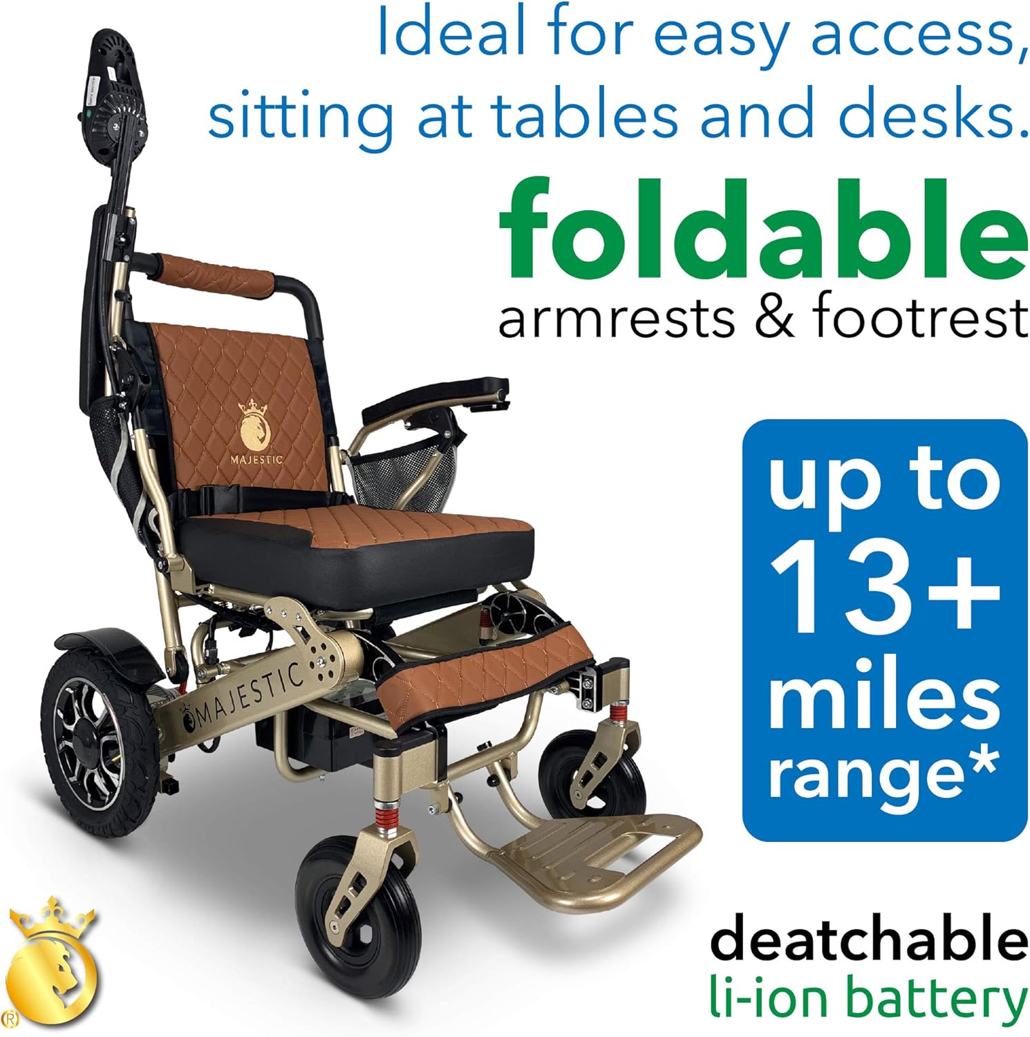 2021 New Limited Edition Remote Control Foldable Electric Wheelchair Mobility Aid Lightweight Motorized Power Wheelchairs (19.5" Wide) : Health & Household