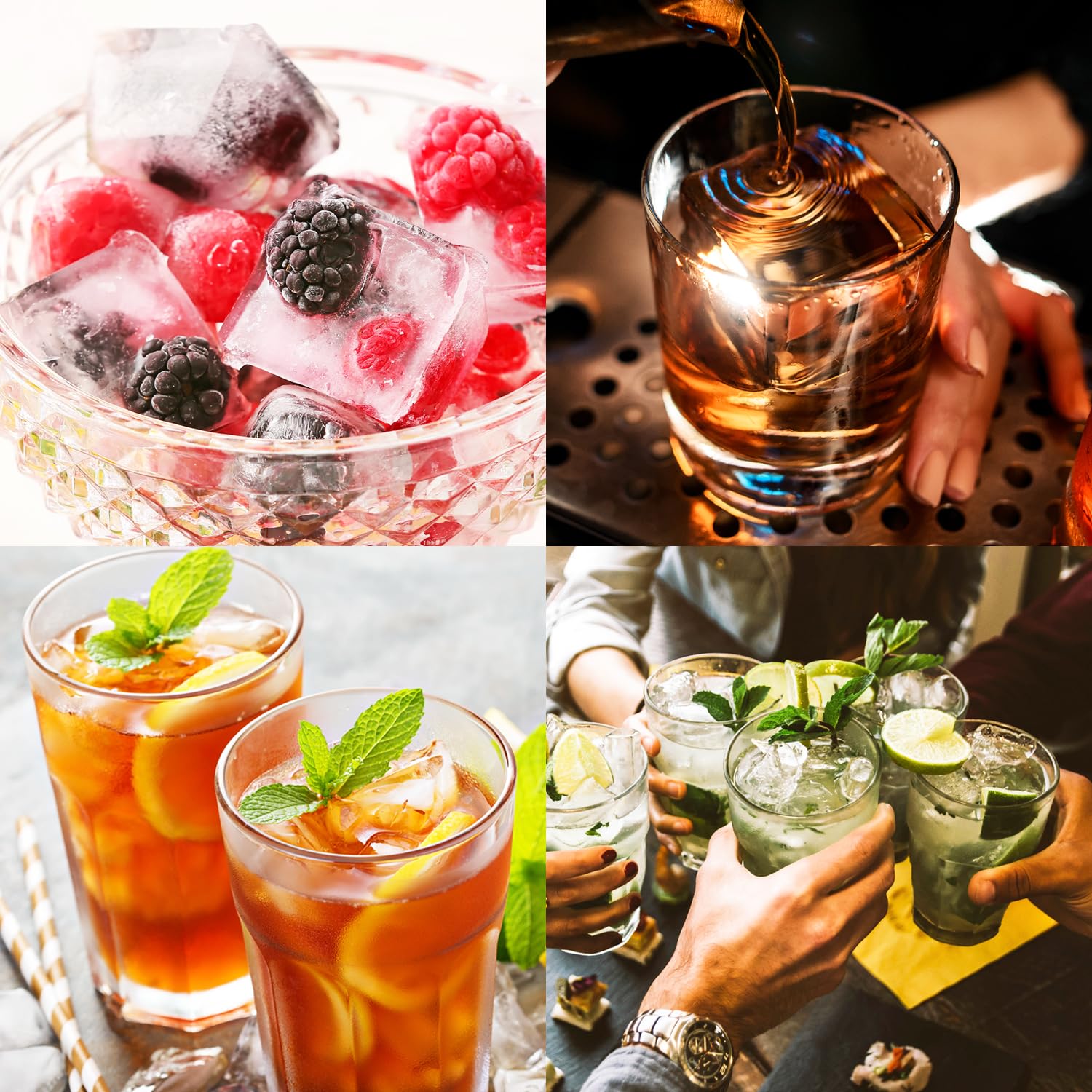 VEHHE Eiswürfelformen, leicht zu lösen und stapelbar, Whiskey-Eiswürfelform für Getränke und Cocktails (Blau + Grün), 3 Stück