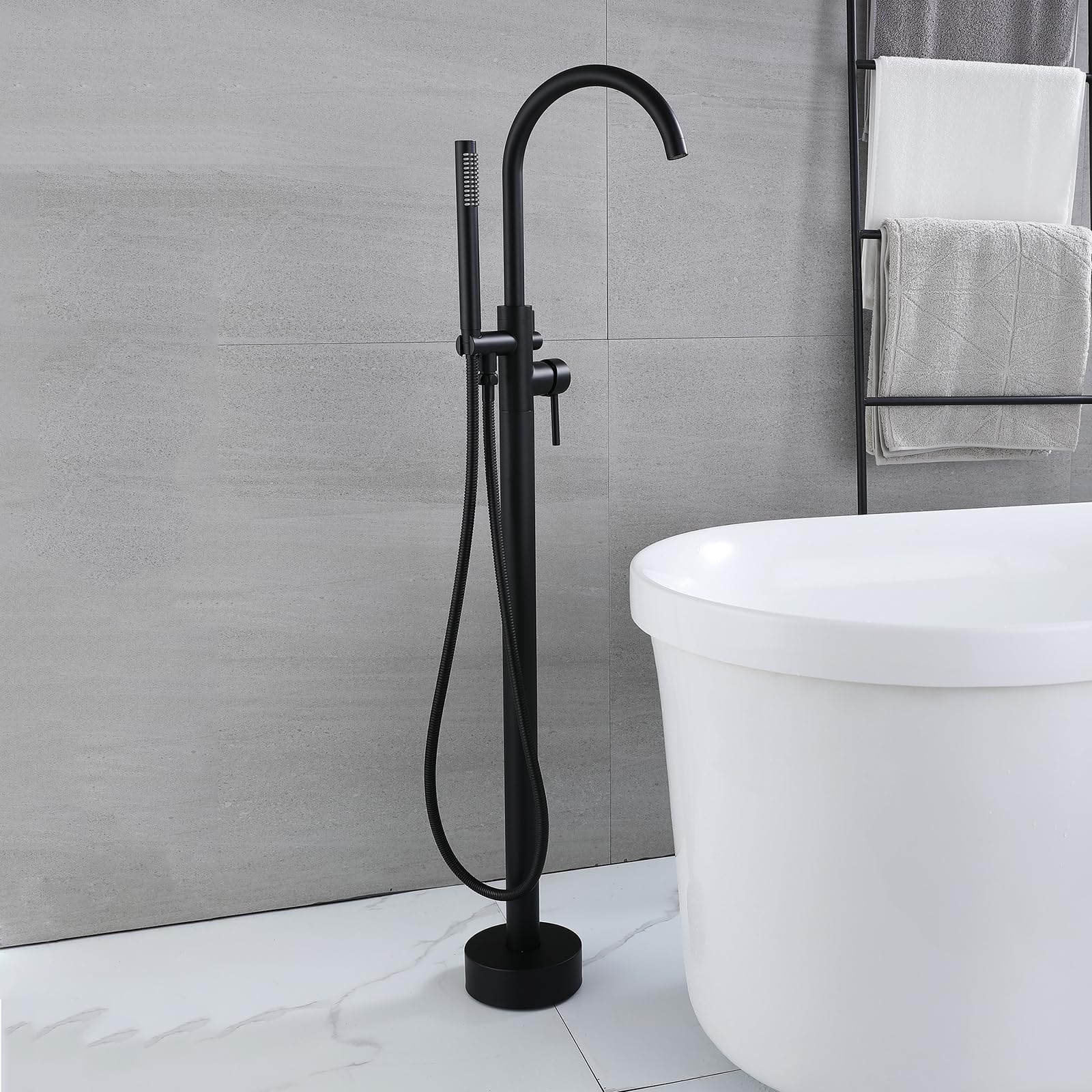 Robinet mitigeur de douche col de cygne noir pour salles de bains modernes