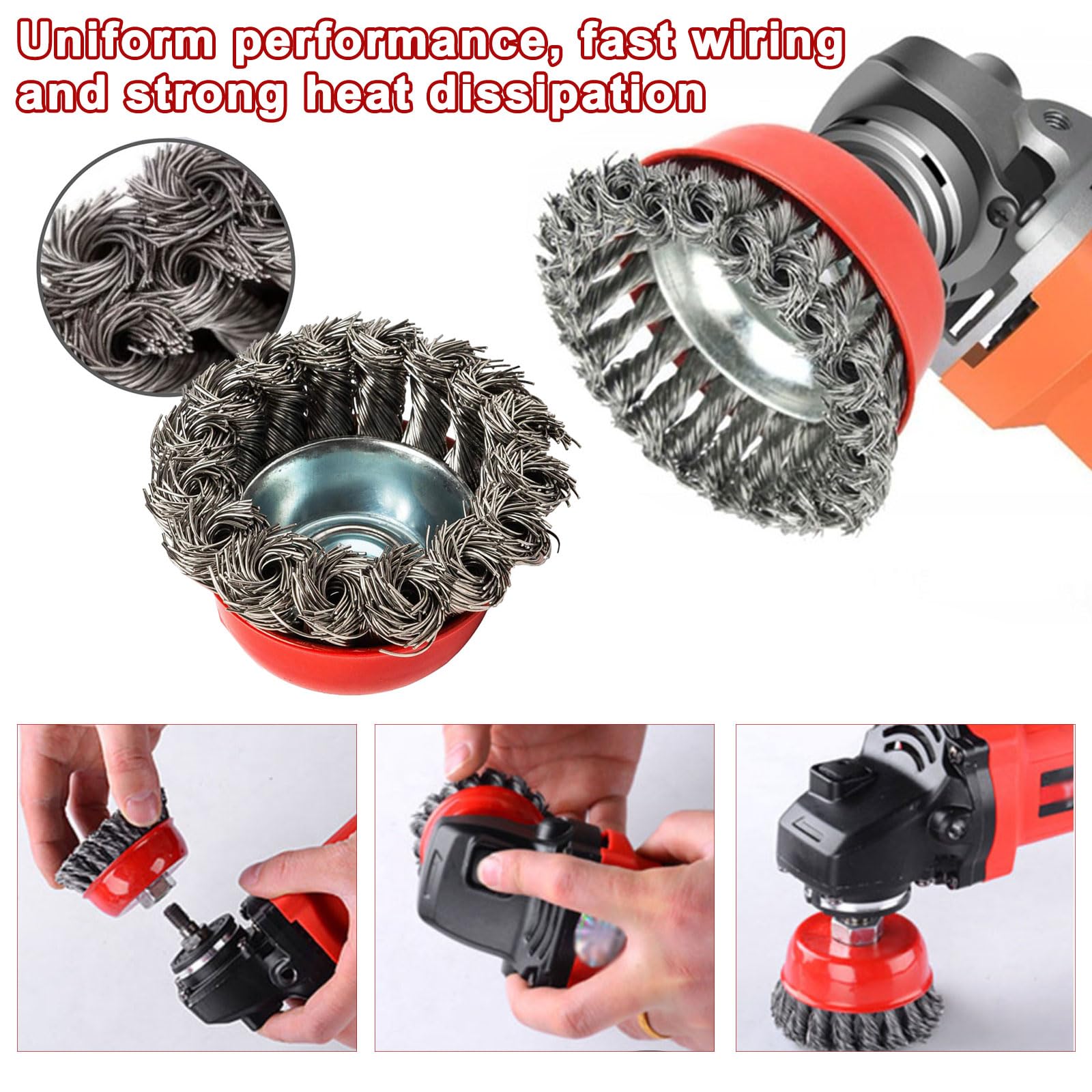 Kit 6 Spazzole Metalliche Per Smerigliatrice Angolare - Disco E Tazza M14, Diam. 75-100 Mm - Foto 6