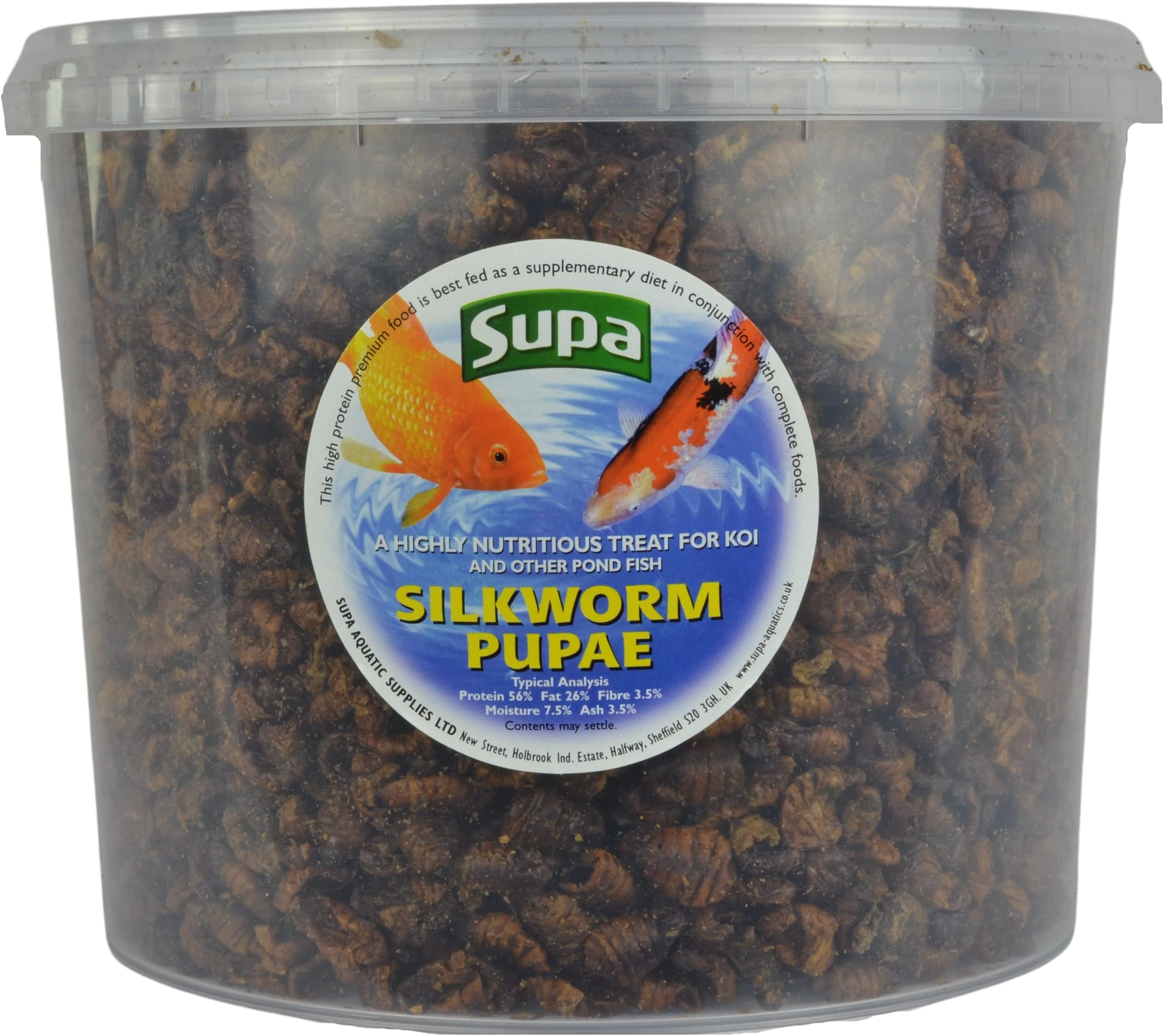 Supa Koi Silkworm Pupae, 3 Litre Bucket | A Highly Nutritious 100% Natural Protein Rich Treat Food For Koi And Other Pond Fish