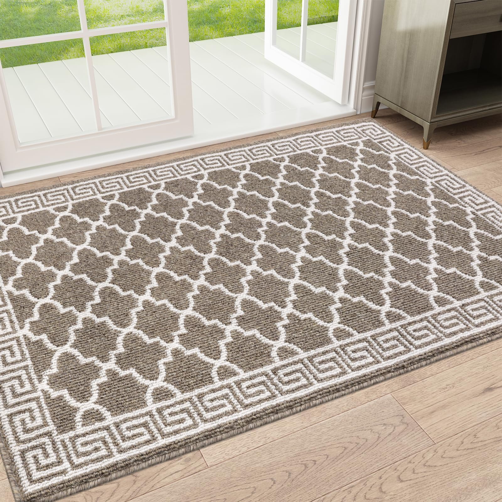Pauwer Door Mat Indoor Entrance 36"x59" Absorbent Dirt Trapper Welcome Mats for Front Door Washable Entryway Rugs Ultra Thin Doormat Non Slip Runner Rugs for Hallway Kitchen Laundry Room, Brown