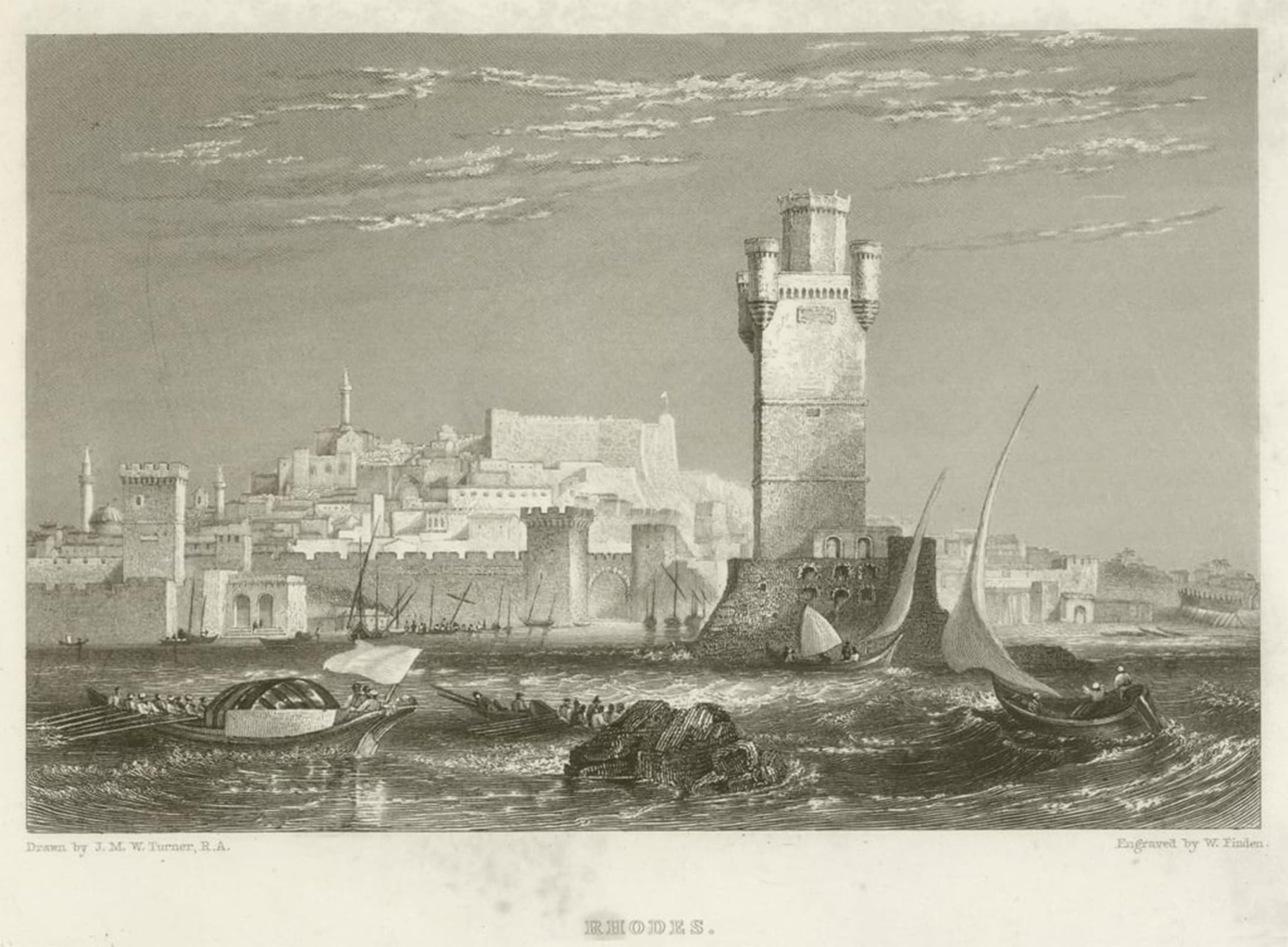 ARTXLXXBN Famous Prints Artwork Pictures Poster Painting Art Rhodes by After Mallord William Turner Artwork Landscape Pictures for Home Decor 60x90cm