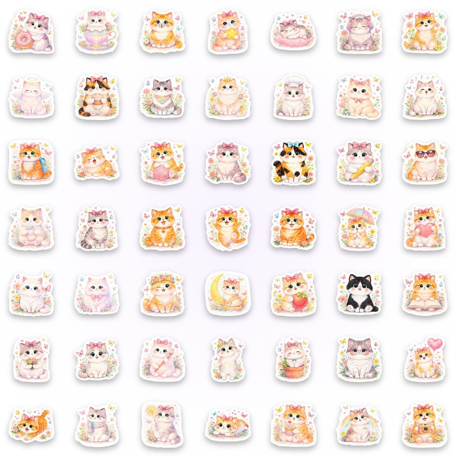 FGLFPXI 50-Pack Watercolor Stickers Notebook Guitar Luggage Stationery Waterproof Decals