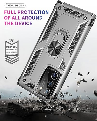 Miniatura 6 de YmhxcY Funda para Galaxy Note 20 Ultra 5G con 2 piezas protector de pantalla curvado 3D, soporte magnético para automóvil con anillo de soporte para