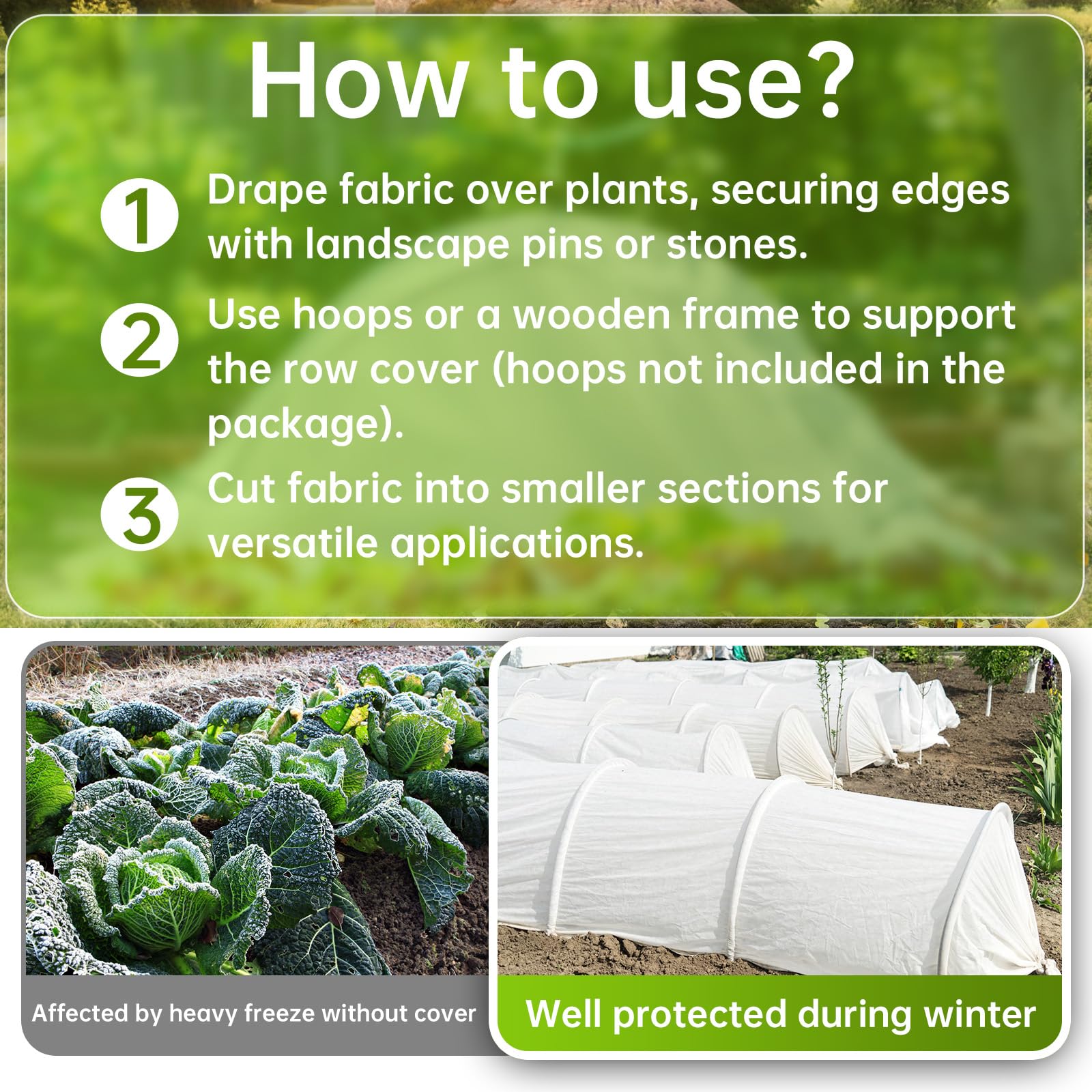 Paquete de 4 cubiertas para plantas de protección contra la congelación, 10 pies x 33 pies, 29.8 g/yd², tela para plantas al aire libre, cubierta flotante para hileras de heladas para invierno, jardín