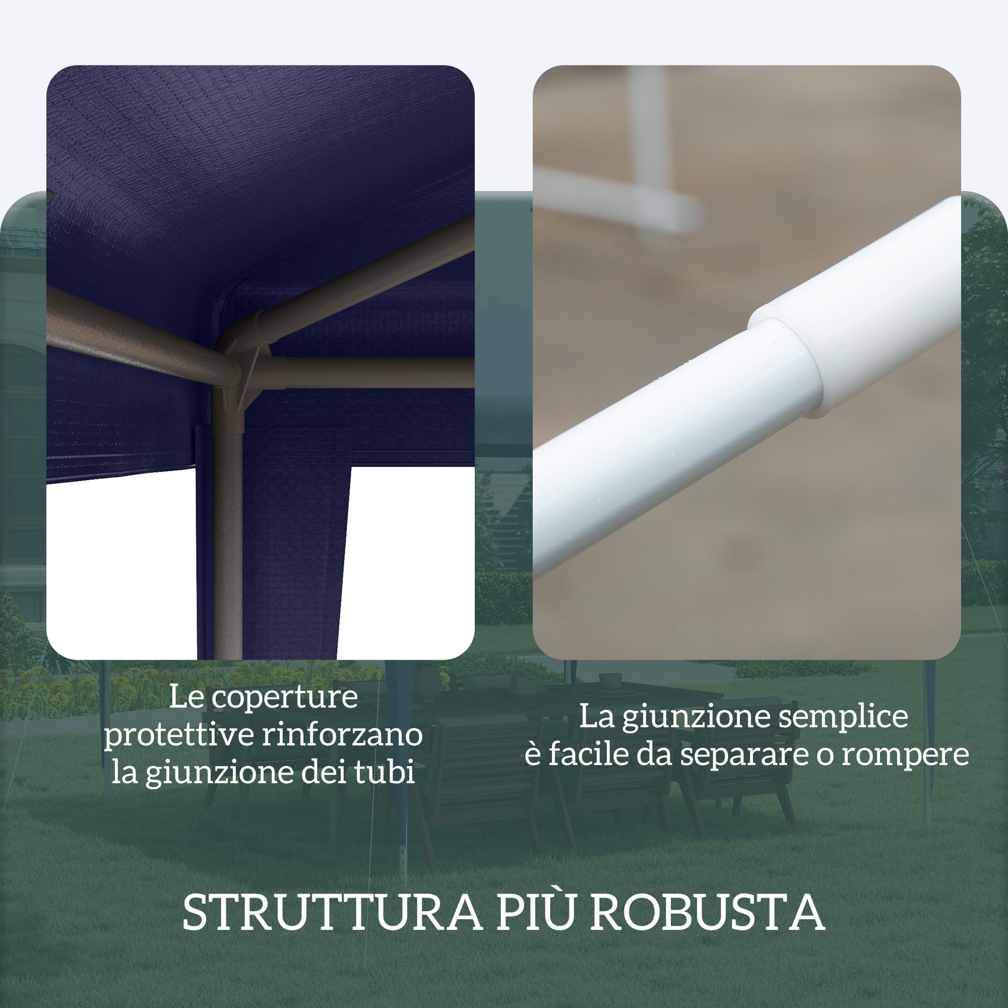 Outsunny Gazebo da Giardino 3x3 m Acciaio PE Protezione UV Blu Scuro