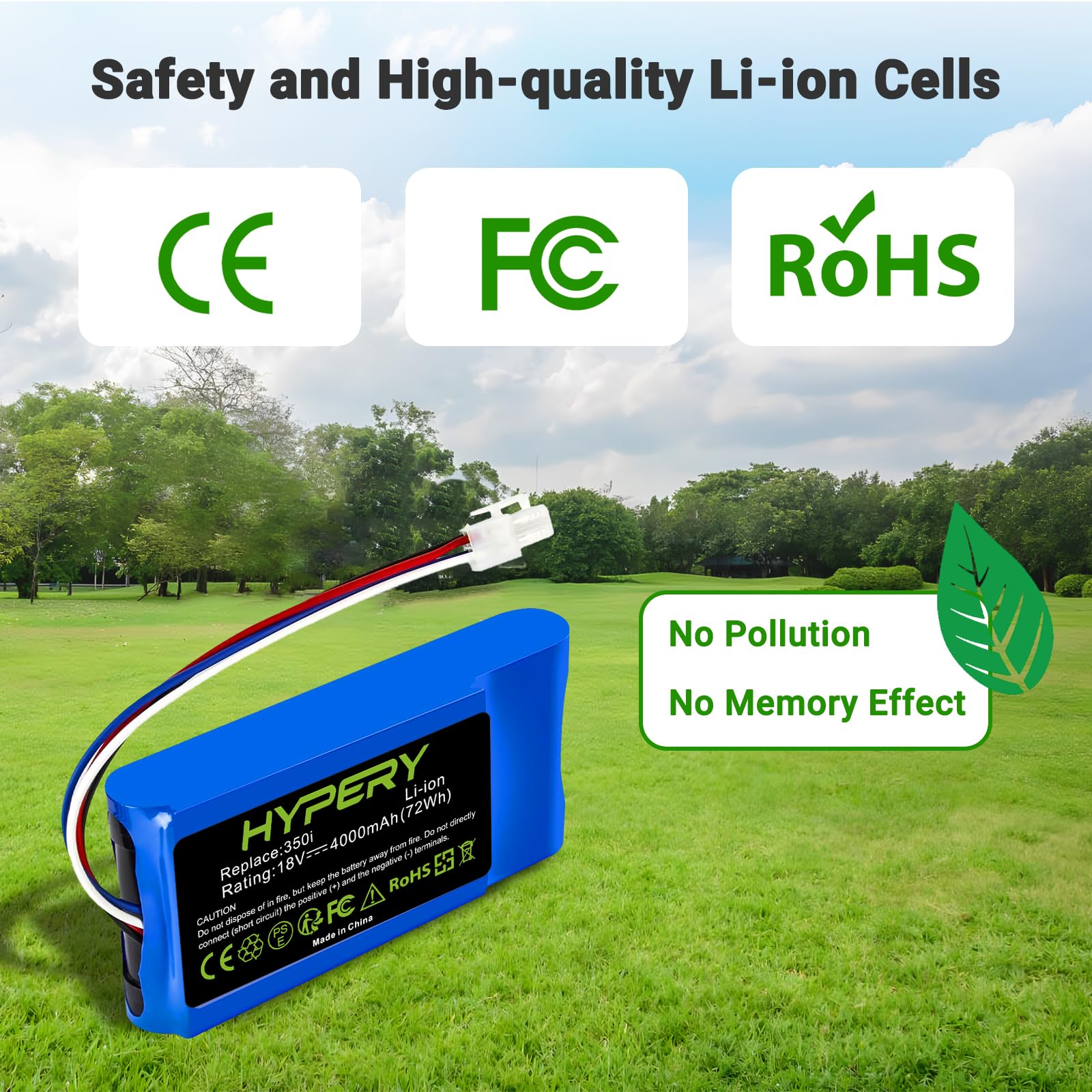 Batteria di ricambio agli ioni di litio da 18 V, 4000 mAh, compatibile con Yard Force Amiro 350, 350i, 400, 400i, Compact 280R, 400Ri, tosaerba