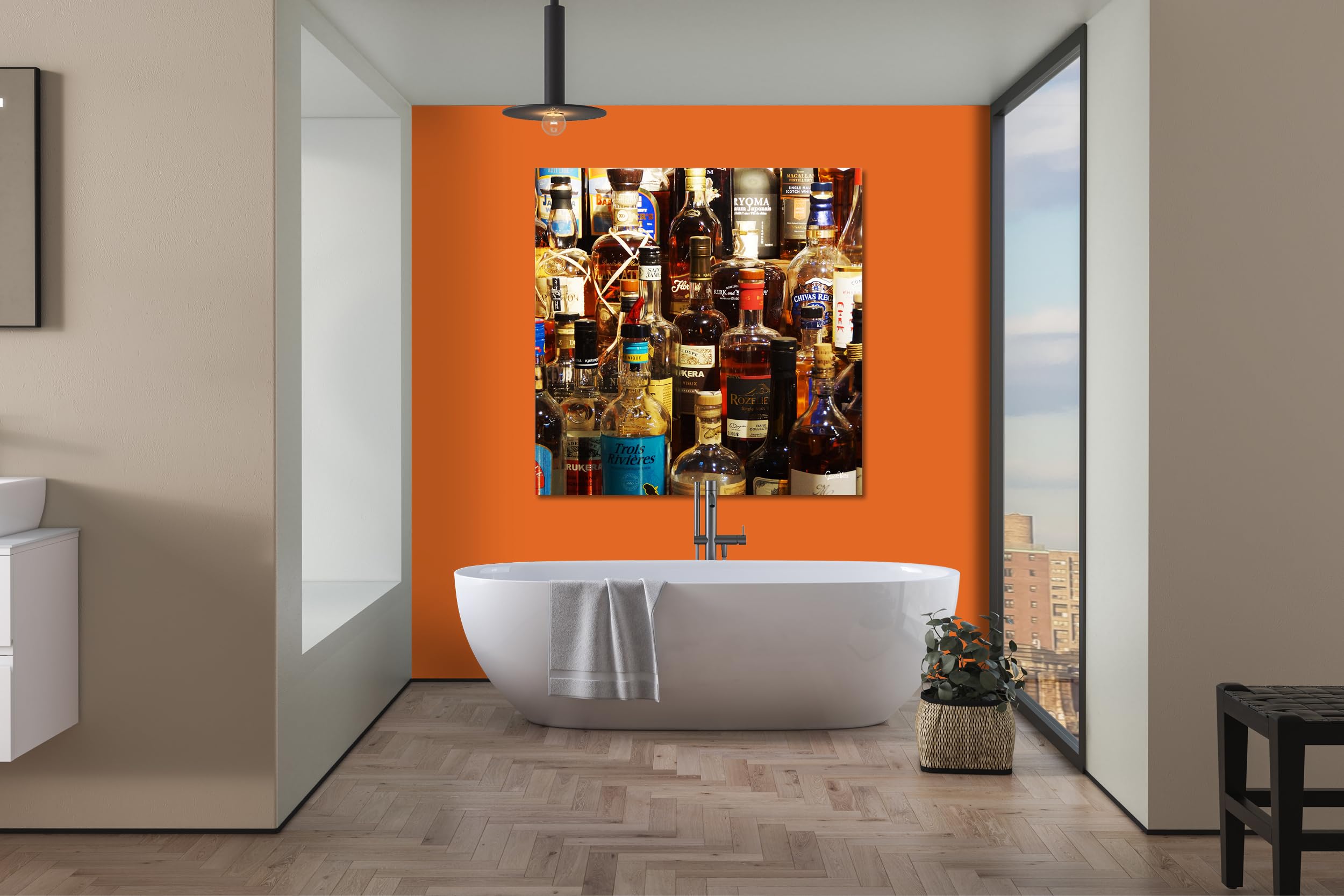 Glücksvilla - Drinks 3 - (Leinwand-Bild 5 cm, 120 x 120 cm) | div. Maße - aus DE - Kunstdruck XXL Deko Wandbild Quadrat - Getränke Bar Alkohol Restaurant