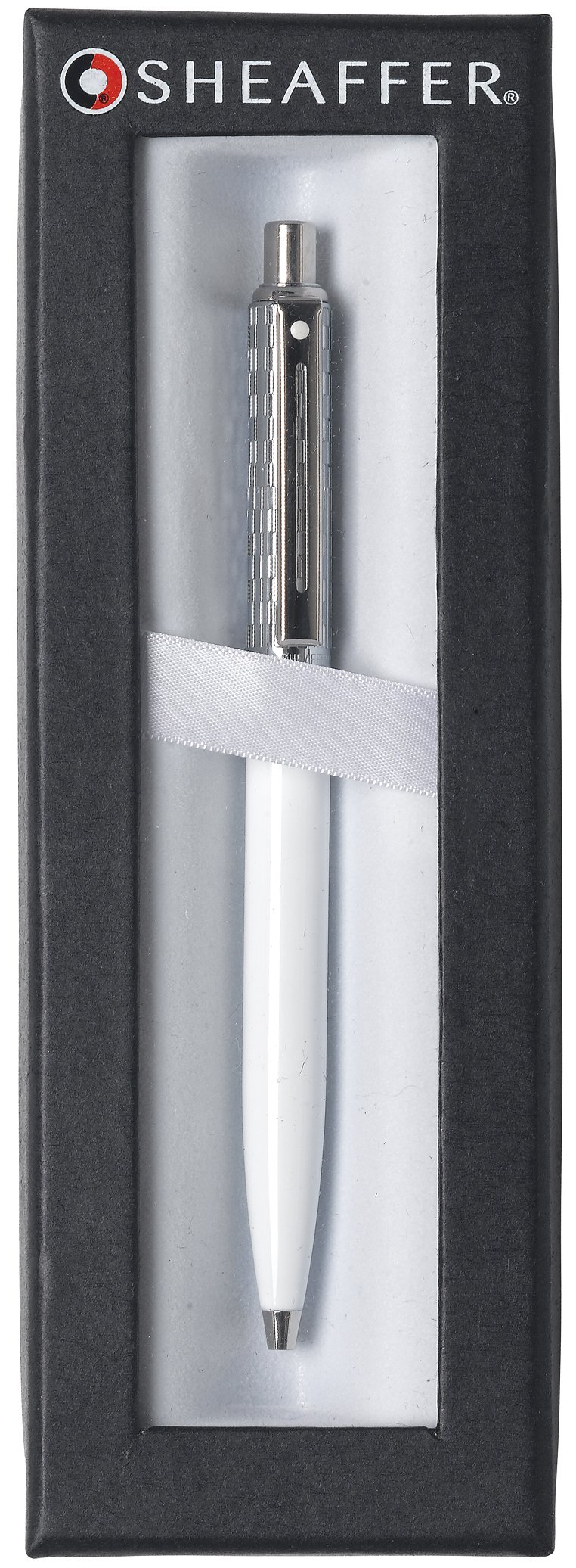 Sheaffer Sentinel Signature Kugelschreiber, weißer Schaft, eingeätztes Design mit chromfarbener Kappe