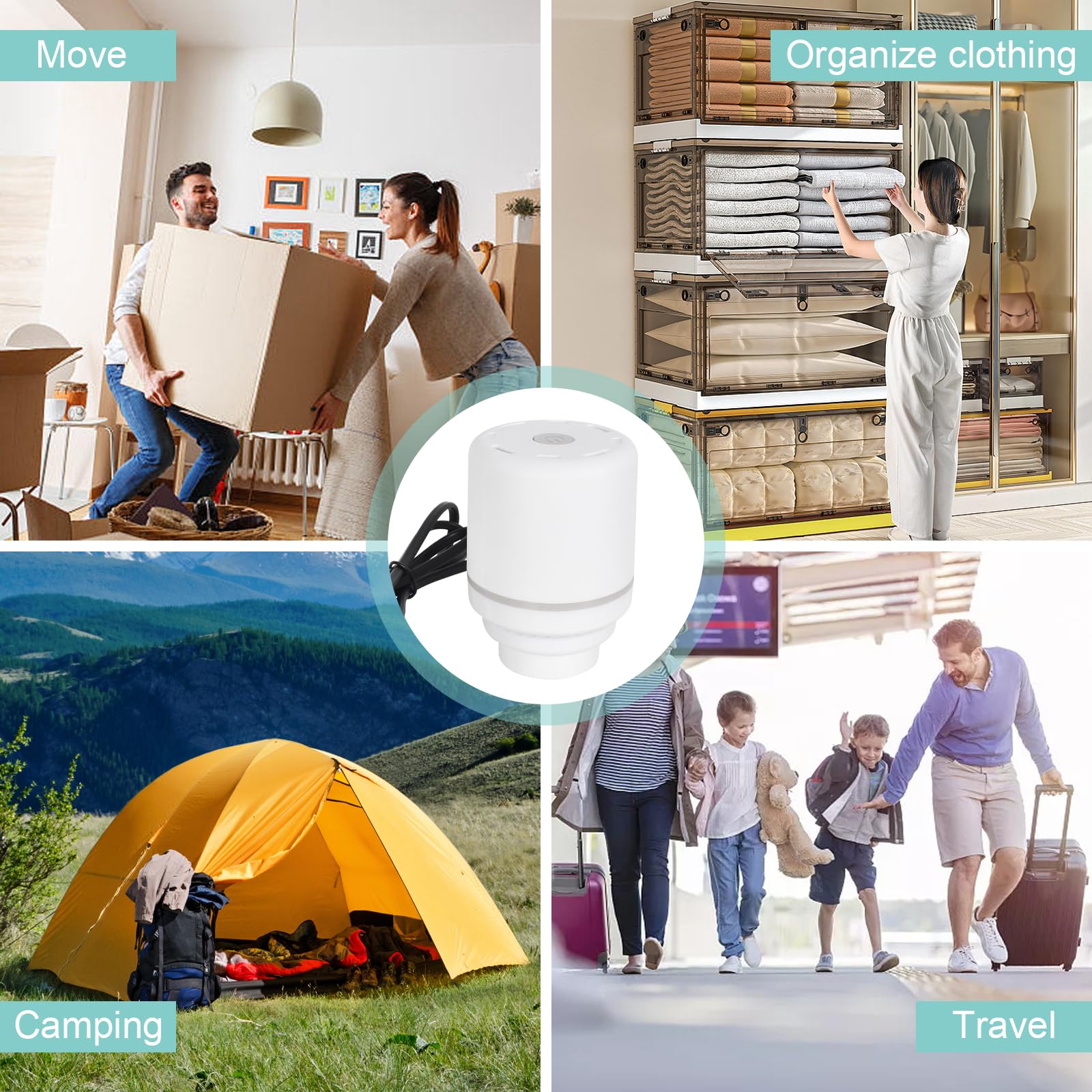 Worek Próżniowy Z Elektryczną Pompką Powietrza - 30 Pomp Próżniowych do Przechowywania - Przenośna, Lekka Pompa Kompresyjna do Ubrań, Koców, Poduszek, Kołder