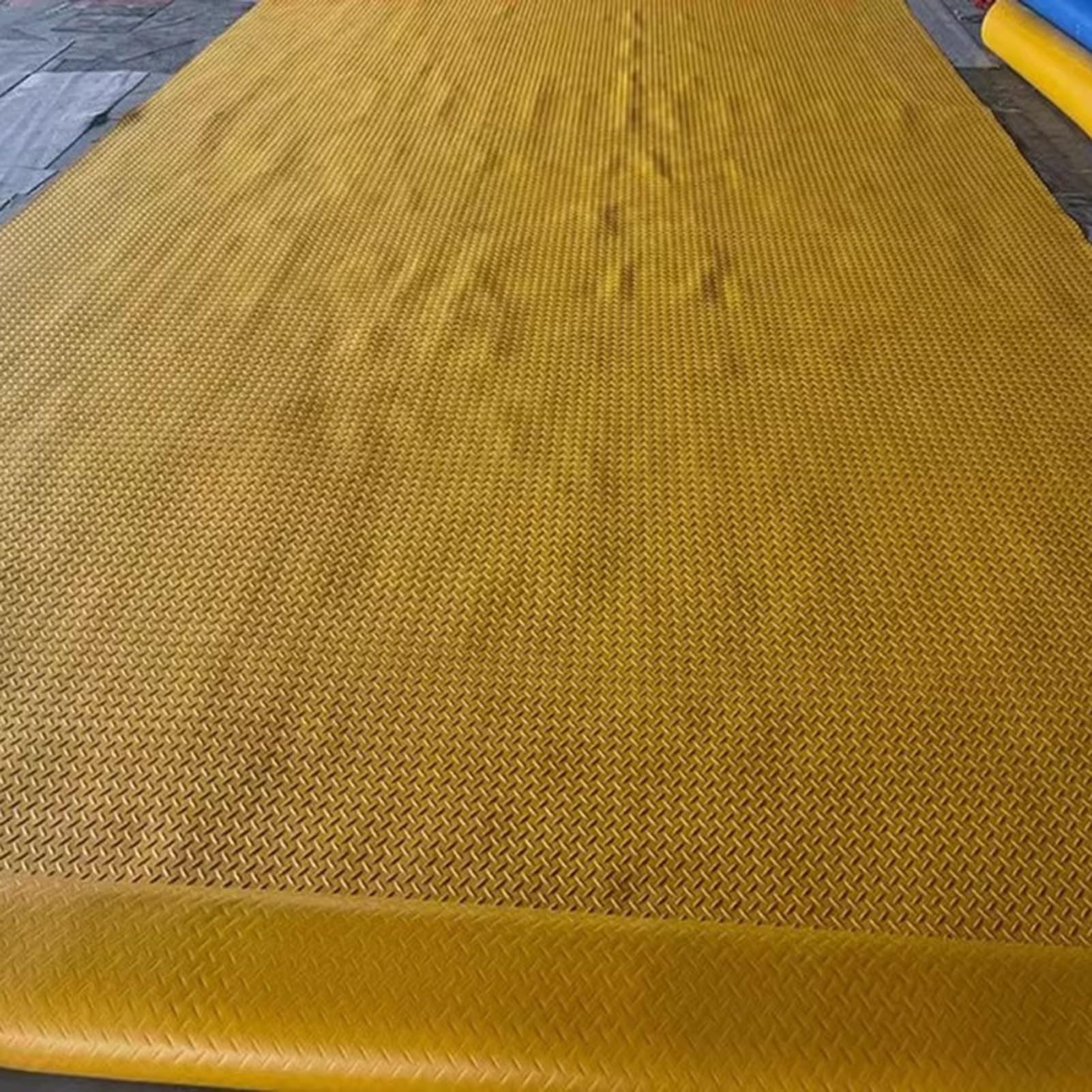 Mata Gumowa Mata Podłogowa Garażowa z Gumy Diamond Plate, Żółta Rolka Antypoślizgowa, Maty Parkingowe dla Motocykli, Wielokrotnego Użytku Mata Ochronna na Podłogę na Zewnątrz(1.2x1.5m/3.9x4.9ft)