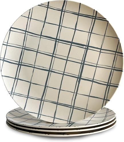 Nook Theory Paquete de 4 platos llanos de fibra de bambú, grado alimenticio, aptos para lavavajillas, ligeros, inastillables, platos para niños,