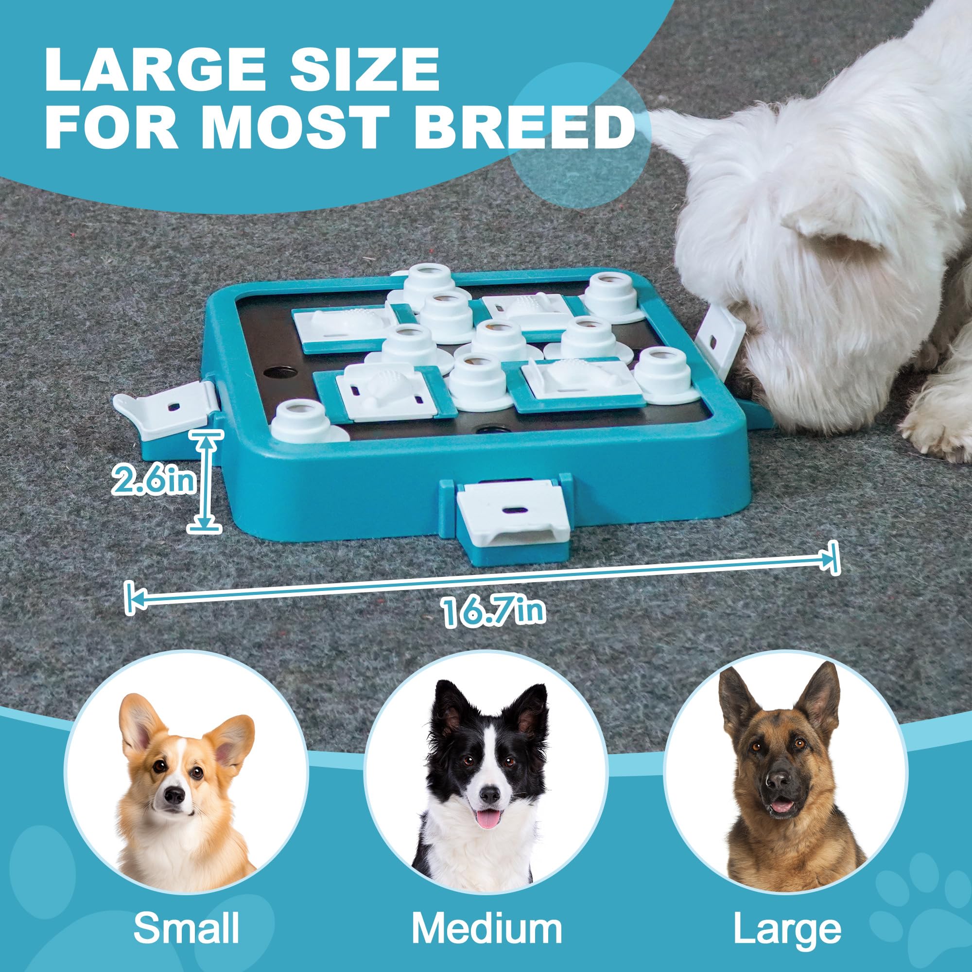 Aluckmao Großes Hunde-Puzzle-Spielzeug, einstellbare Stufen, Anfänger bis Fortgeschrittene | Food Treat Game, Brain Stimulation, Mental Enrichment, Green