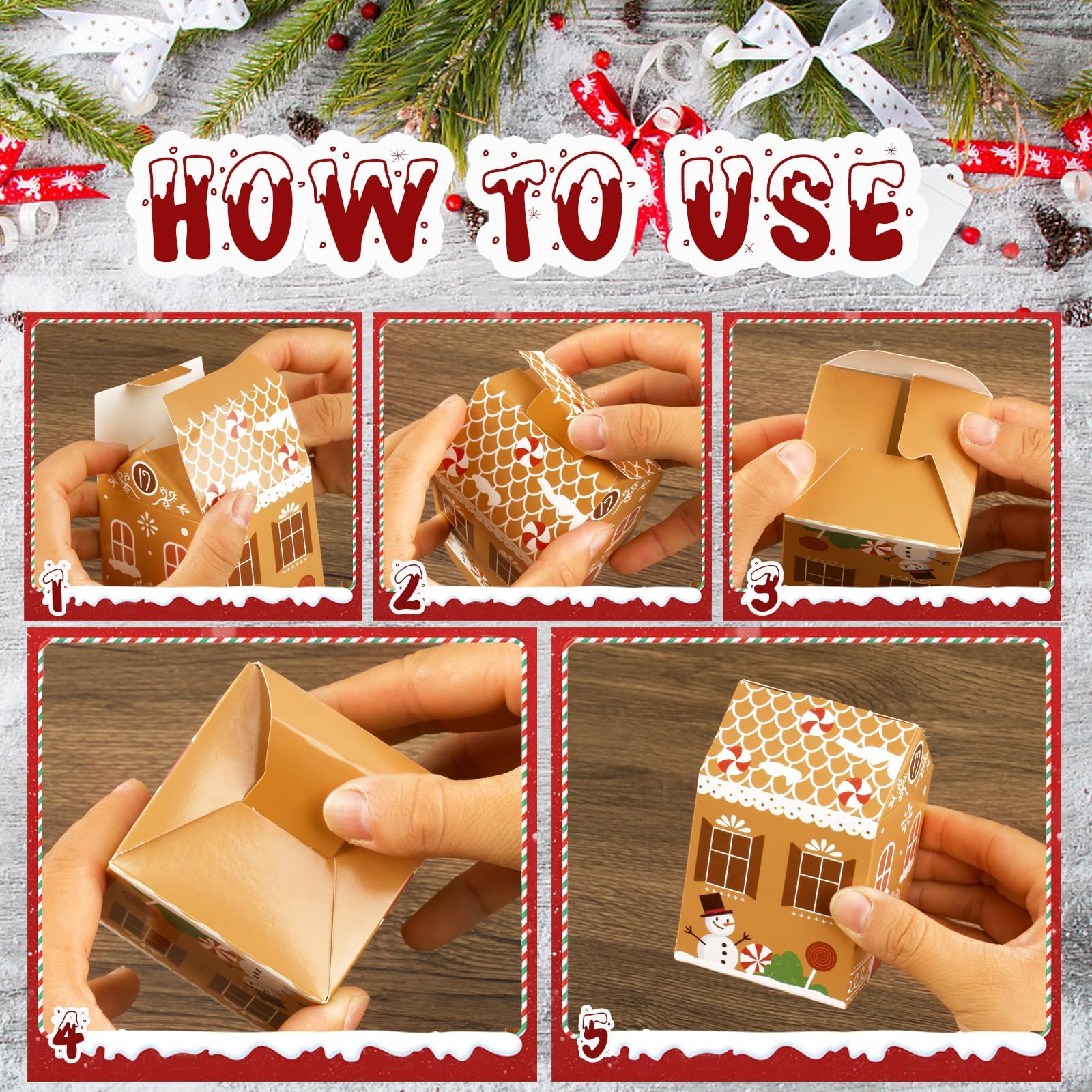 BOFUNX Calendario Adviento Navidad 24pcs Cajas Papel Regalo Decoración Navideña