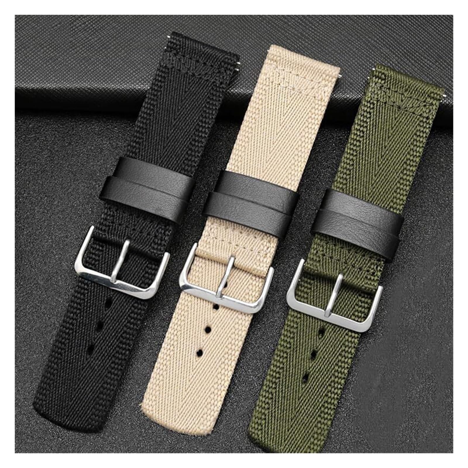 Bracelets élastiques en nylon tressé à boucle régl Bracelet de montre en Nylon respirant tendance Bracelet en toile Bracelet de remplacement 24mm Bracelet de montre en nylon