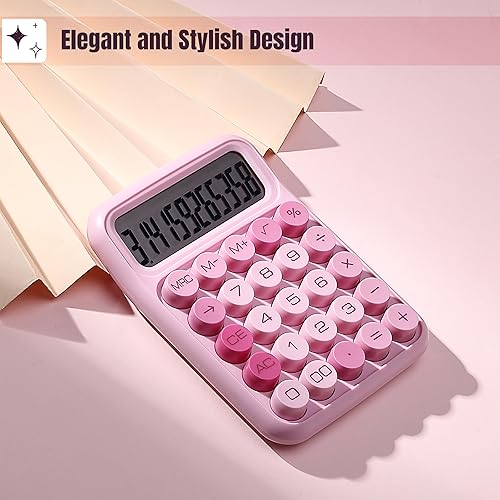 Miniatura 4 de Mr. Pen Calculadora de interruptor mecánico - Pantalla LCD grande de 12 dígitos, rosa con botones grandes, suministros para el regreso a clases