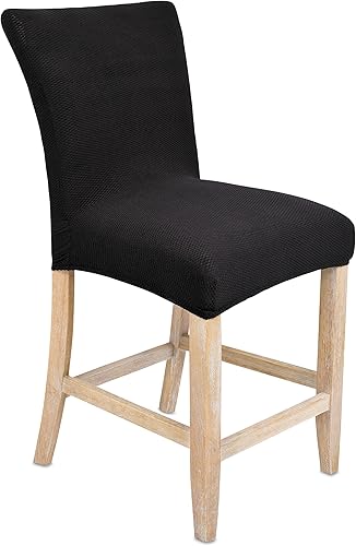 Internet's Best Juego de 4 fundas elásticas para sillas de comedor, fundas elásticas, color negro