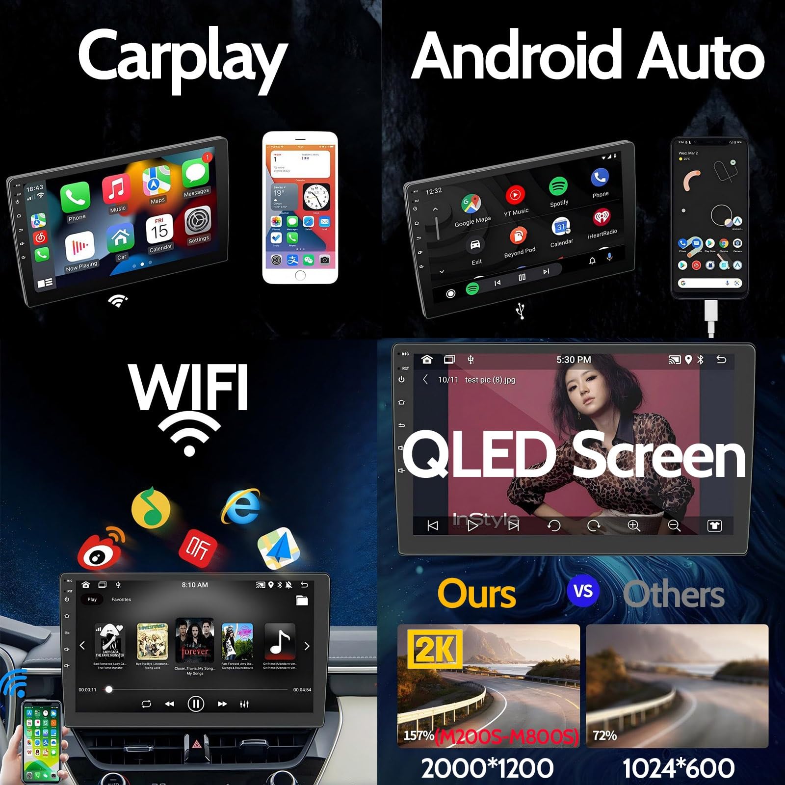 2K Radio Samochodowe dla Chery Tiggo 5 2014-2018 Ekran Dotykowy QLED Android 13 9-Inch/Bezprzewodowe CarPlay/Android Auto/WiFi/FM AM RDS Radio/GPS/Bluetooth/Kamera Cofania/ADAS DVR(M150CP)