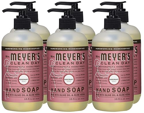 Miniatura 8 de MRS. MEYER'S CLEAN DAY Jabón de manos, hecho con aceites esenciales, fórmula biodegradable, romero, 12.5 onzas líquidas, paquete de 6