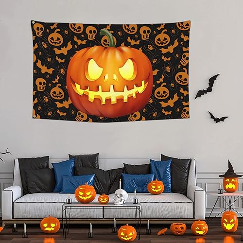 Miniatura 3 de Bandera de Halloween de 3 x 5 para exteriores, bandera de calabaza de Halloween de doble cara para interiores y exteriores, decoración de Halloween,