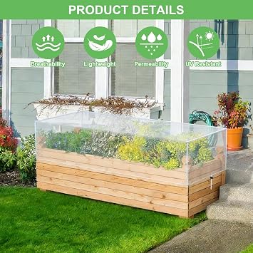 2 Pack Garden Netting for Raised Beds, Fine Mesh Raised Beds Bug Netting Pest Barrier Screen with Drawstring, Bird Netting Barrier Plant Covers for Plants to Protect Vegetables Fruits Flowers